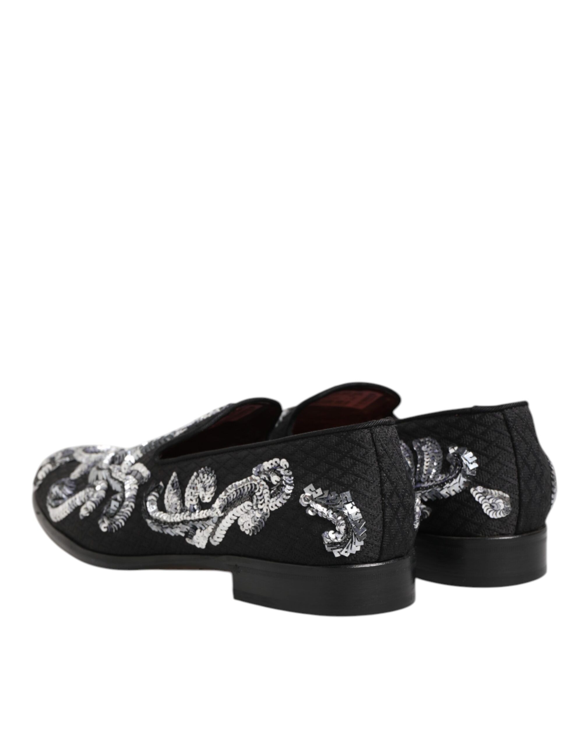 Black Silver Sequined Loafers Men Dress Men's Shoes - Dolce & Gabbana - Modalova