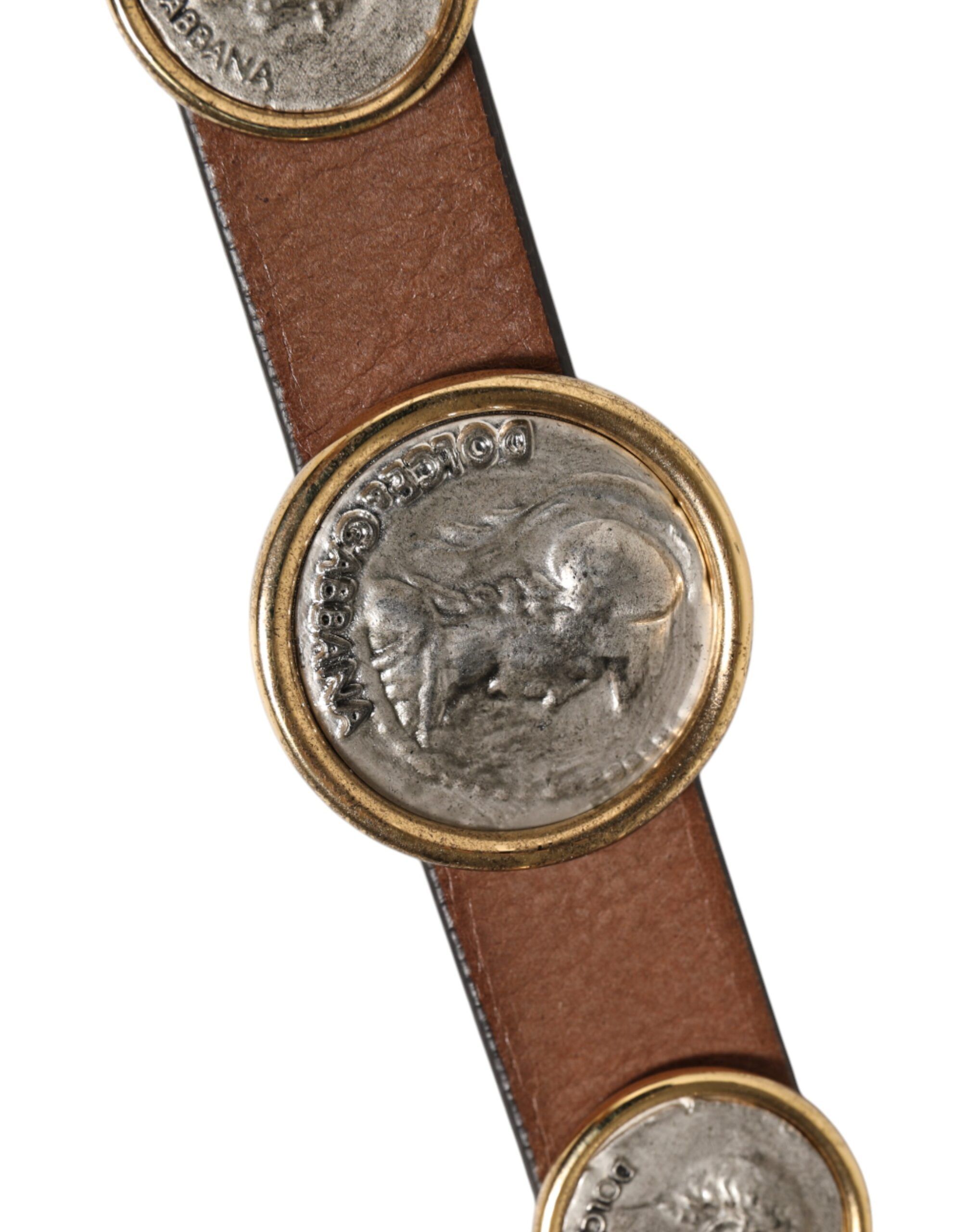 Leather Gold Silver Coin Buckle Men's Belt - Dolce & Gabbana - Modalova