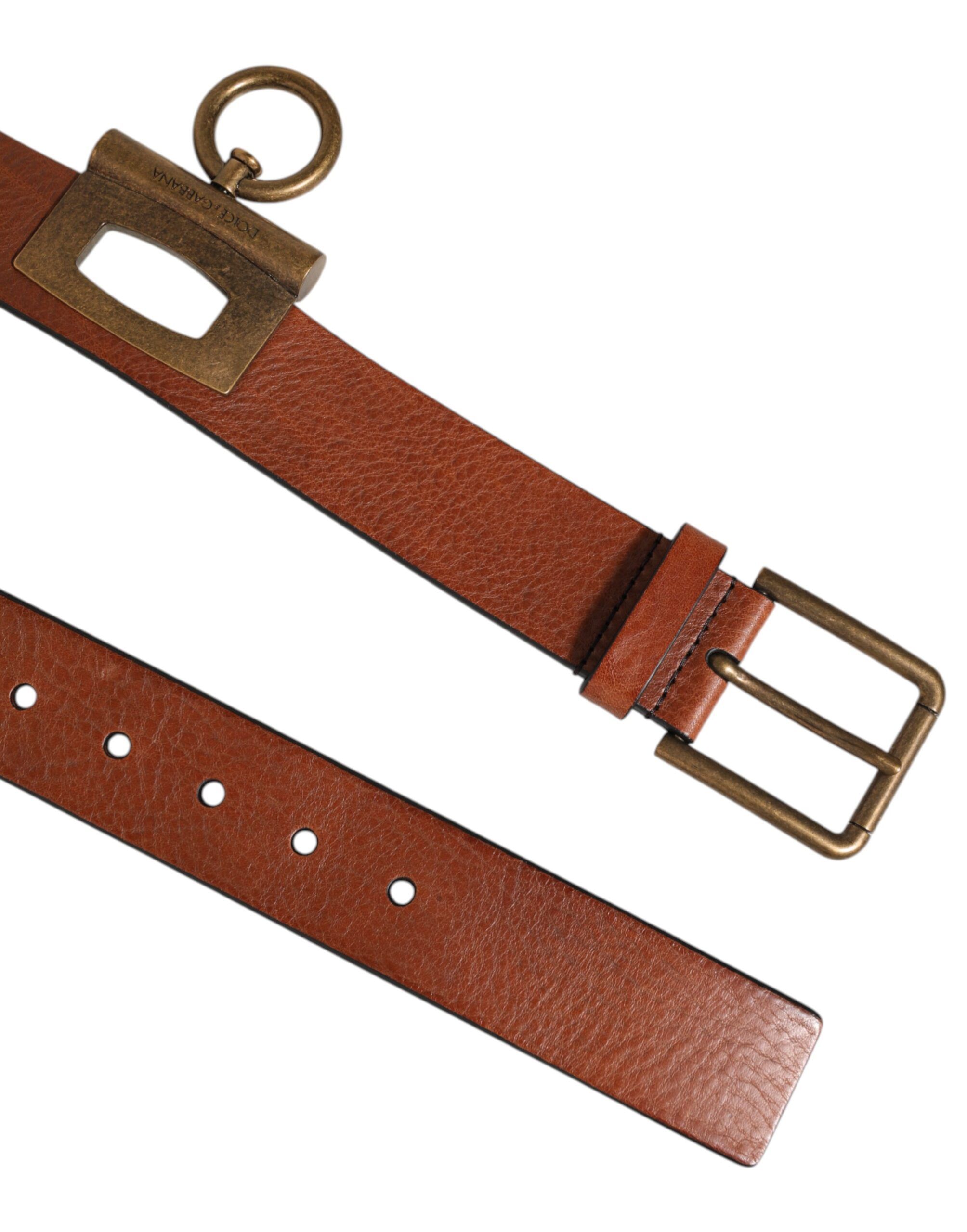 Leather Side Rings Brass Buckle Men's Belt - Dolce & Gabbana - Modalova