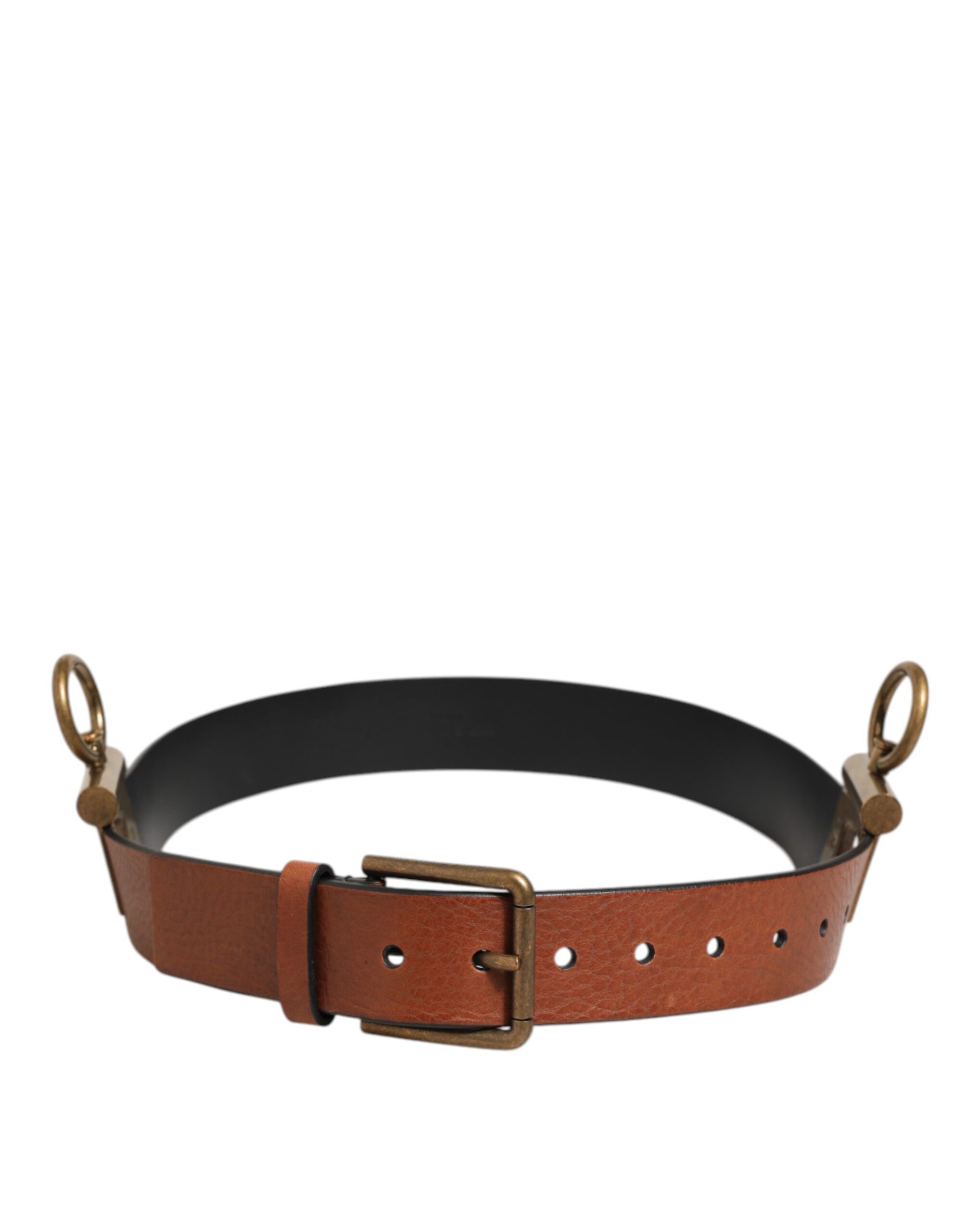 Leather Side Rings Brass Buckle Men's Belt - Dolce & Gabbana - Modalova