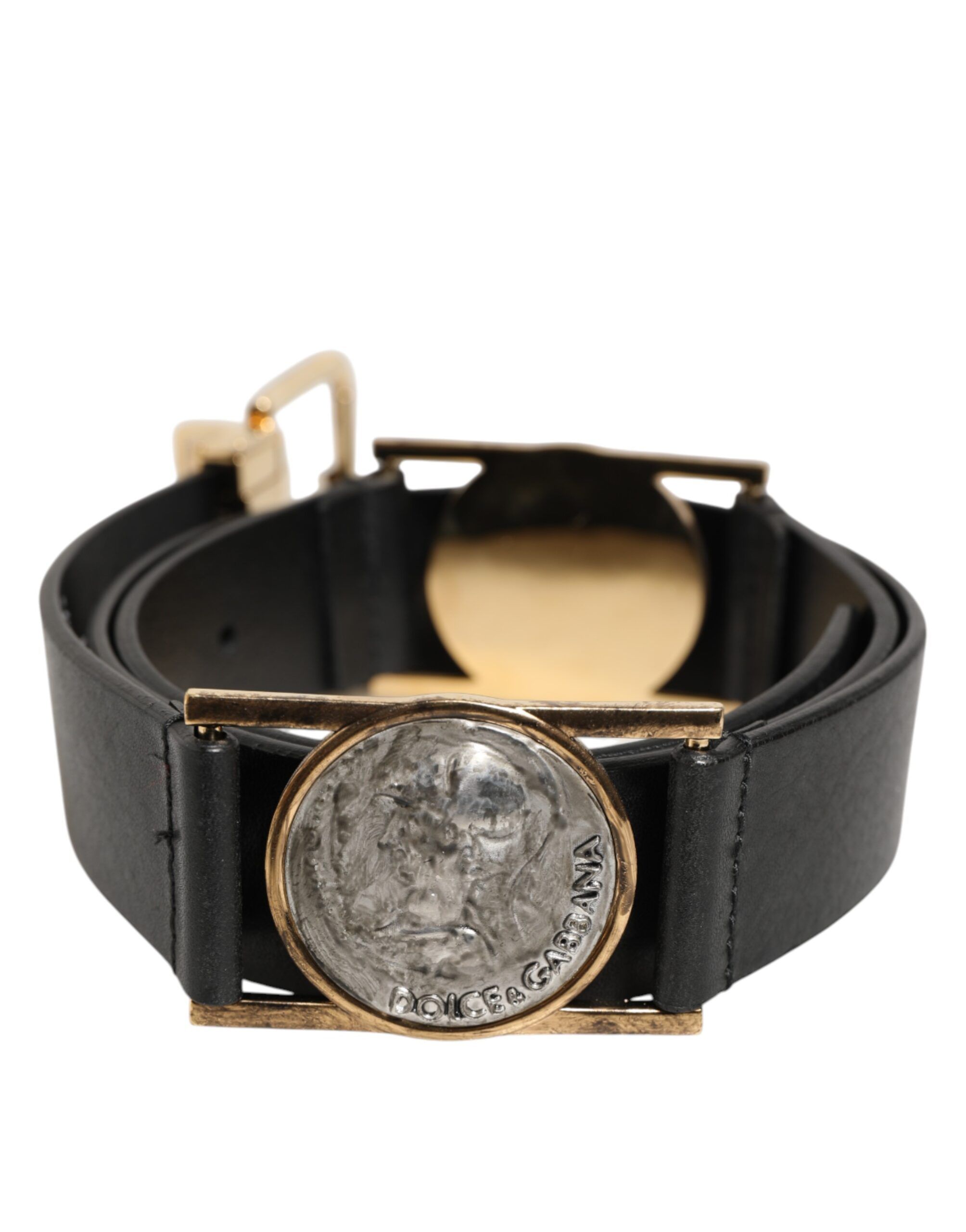 Leather Gold Silver Coin Buckle Men's Belt - Dolce & Gabbana - Modalova