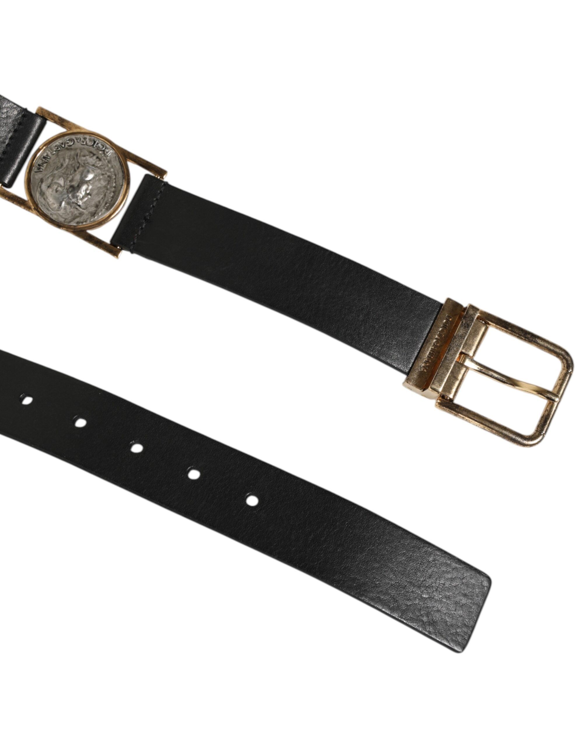 Leather Gold Silver Coin Buckle Men's Belt - Dolce & Gabbana - Modalova