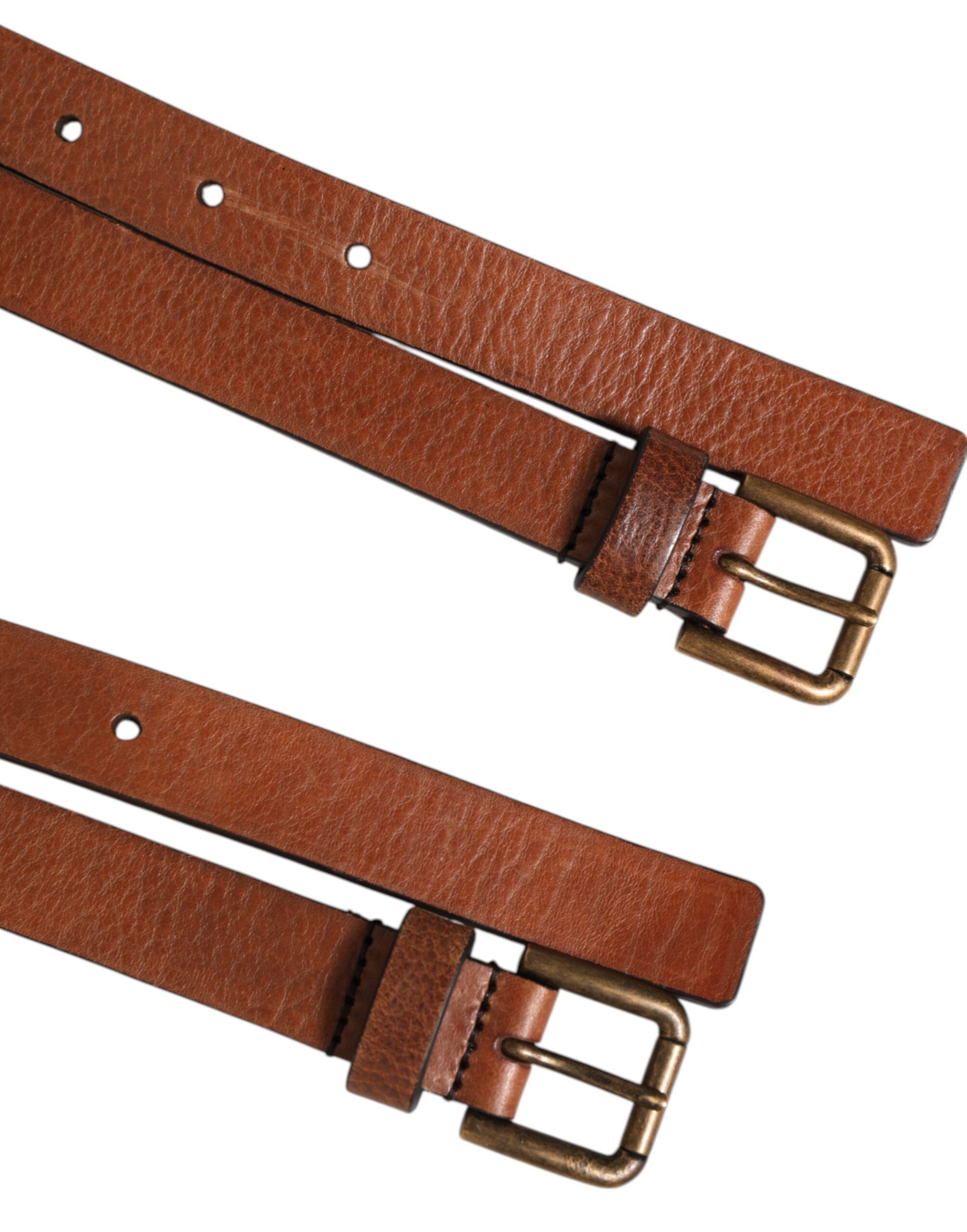 Double Strap Leather Gold Buckle Men's Belt - Dolce & Gabbana - Modalova
