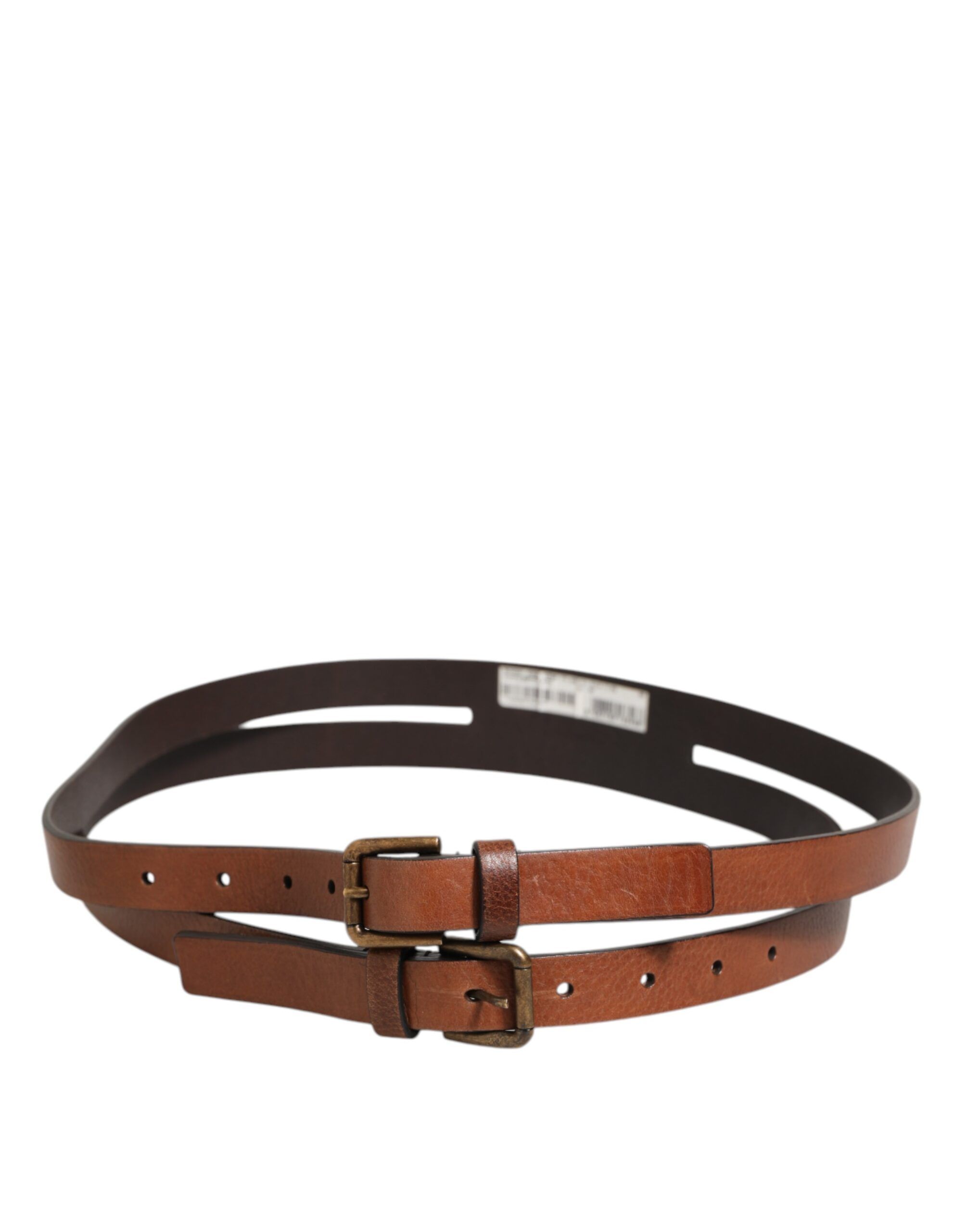 Double Strap Leather Gold Buckle Men's Belt - Dolce & Gabbana - Modalova
