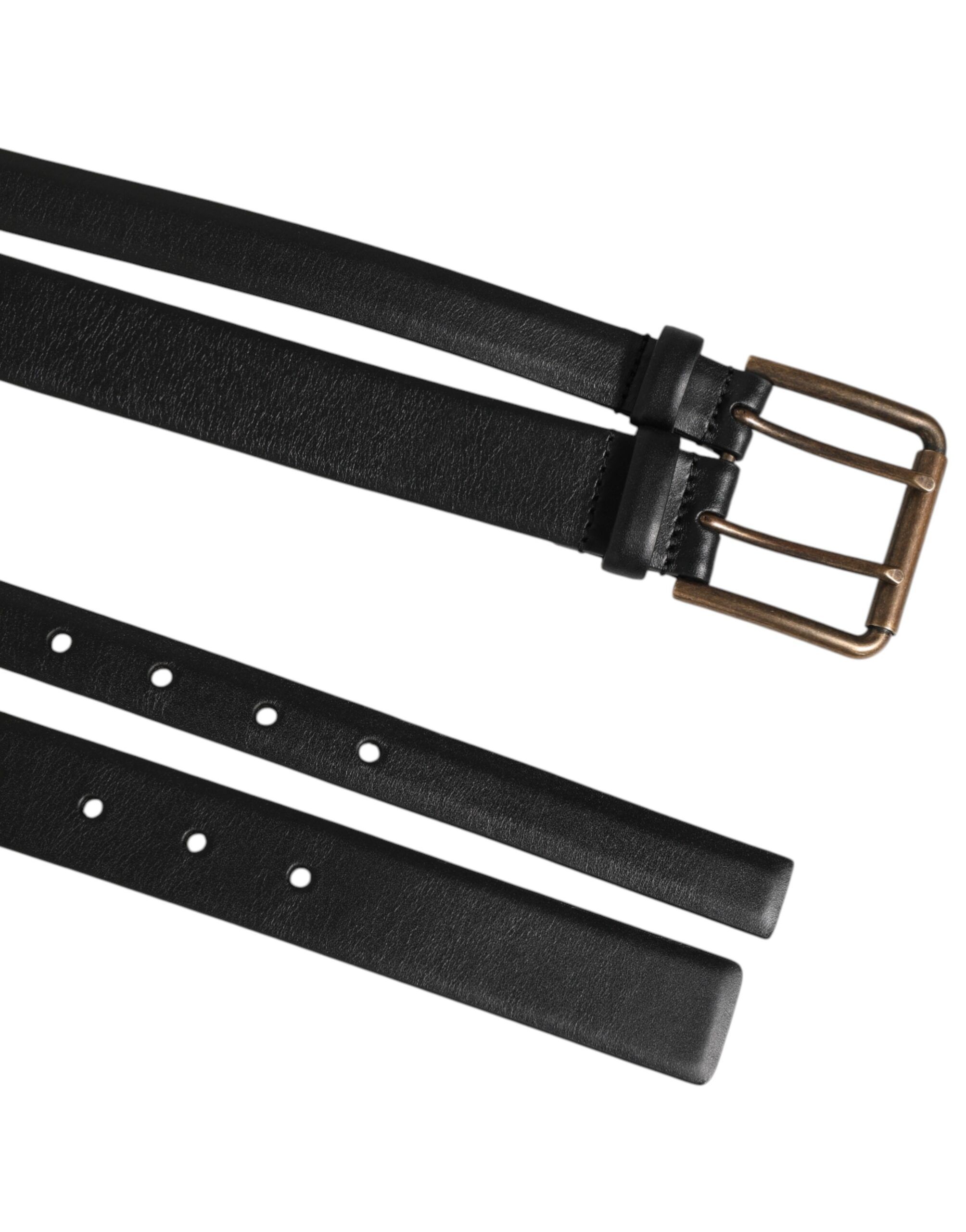 Double Strap Leather Brass Buckle Men's Belt - Dolce & Gabbana - Modalova