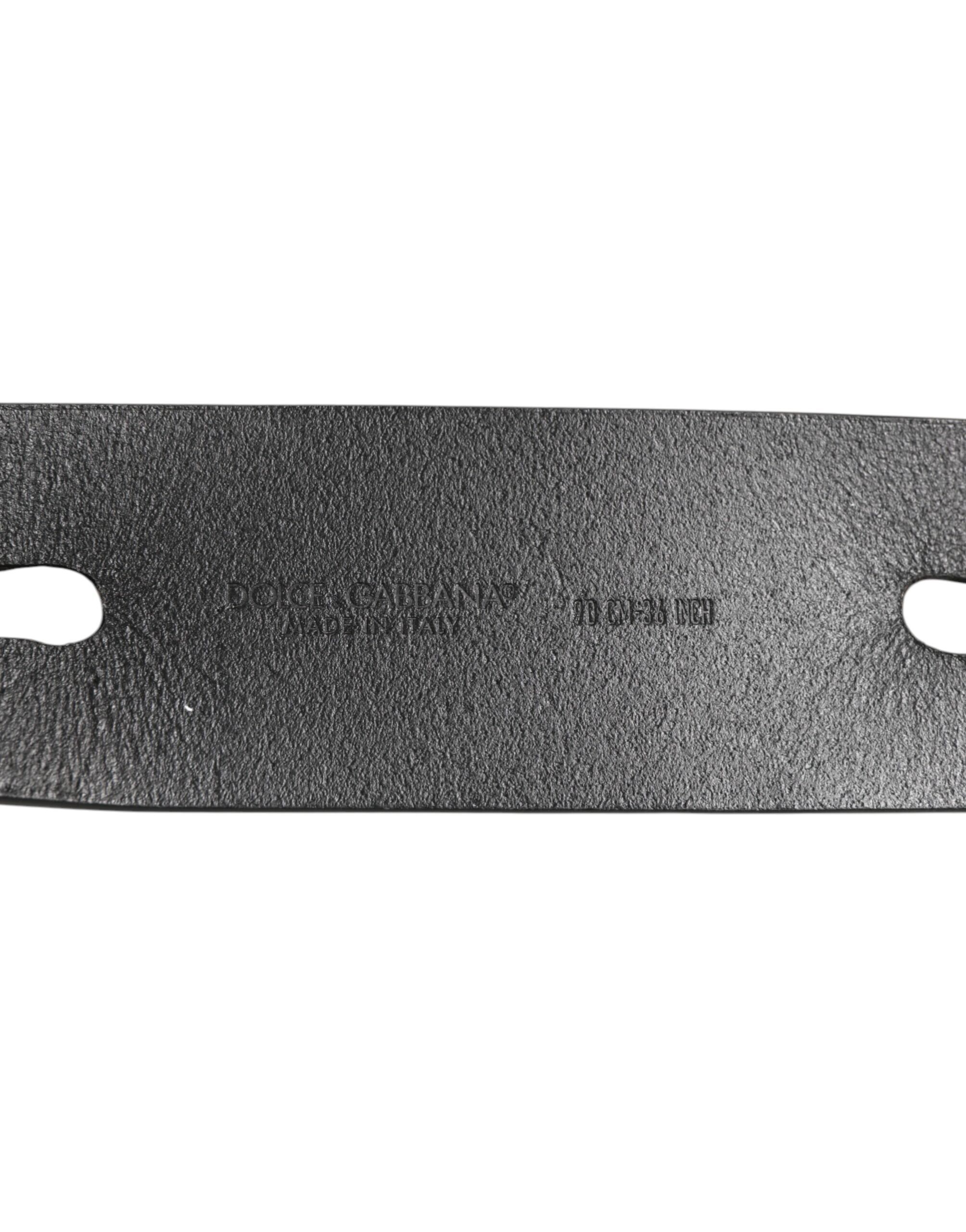 Double Strap Leather Silver Buckle Men's Belt - Dolce & Gabbana - Modalova