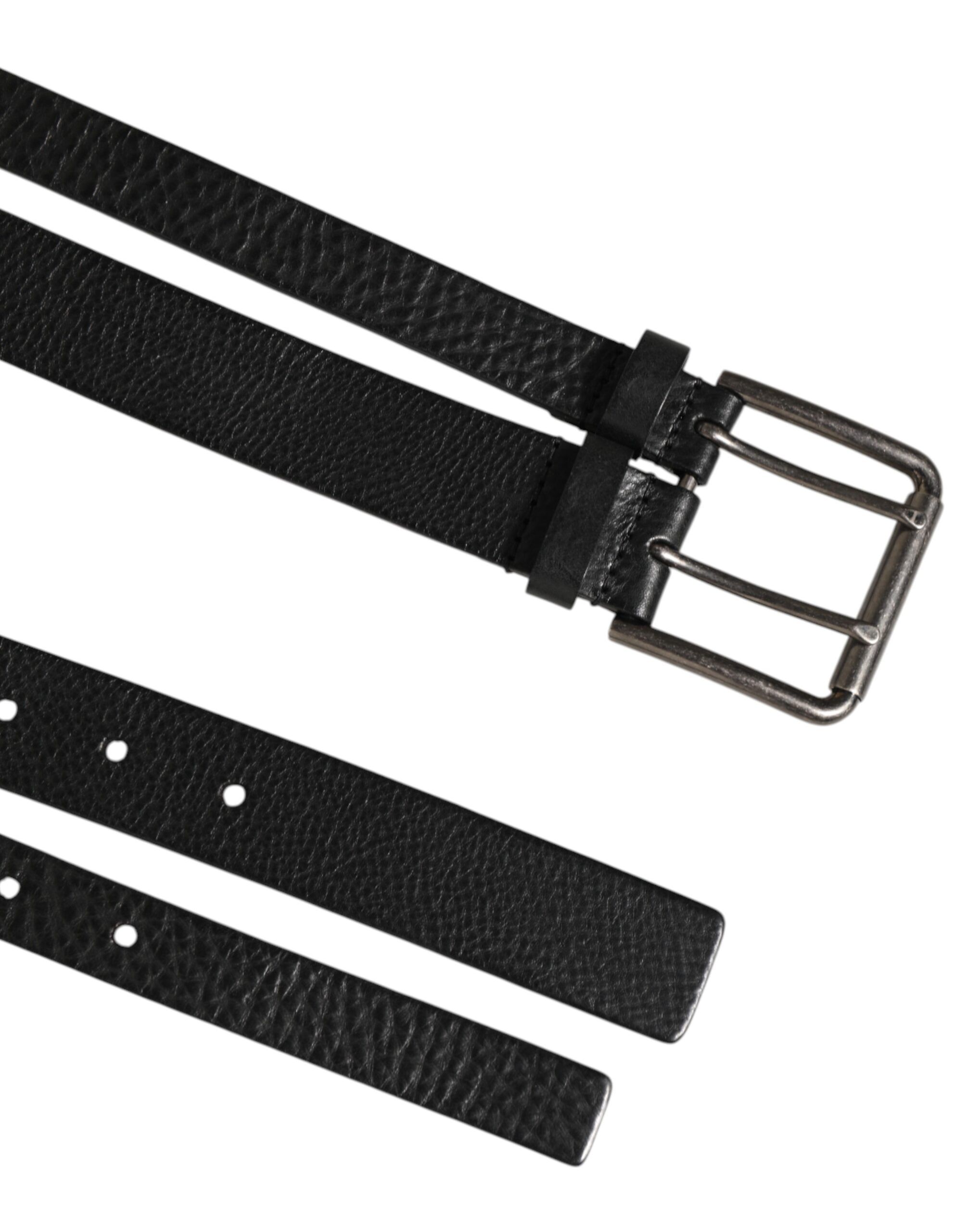 Double Strap Leather Silver Buckle Men's Belt - Dolce & Gabbana - Modalova