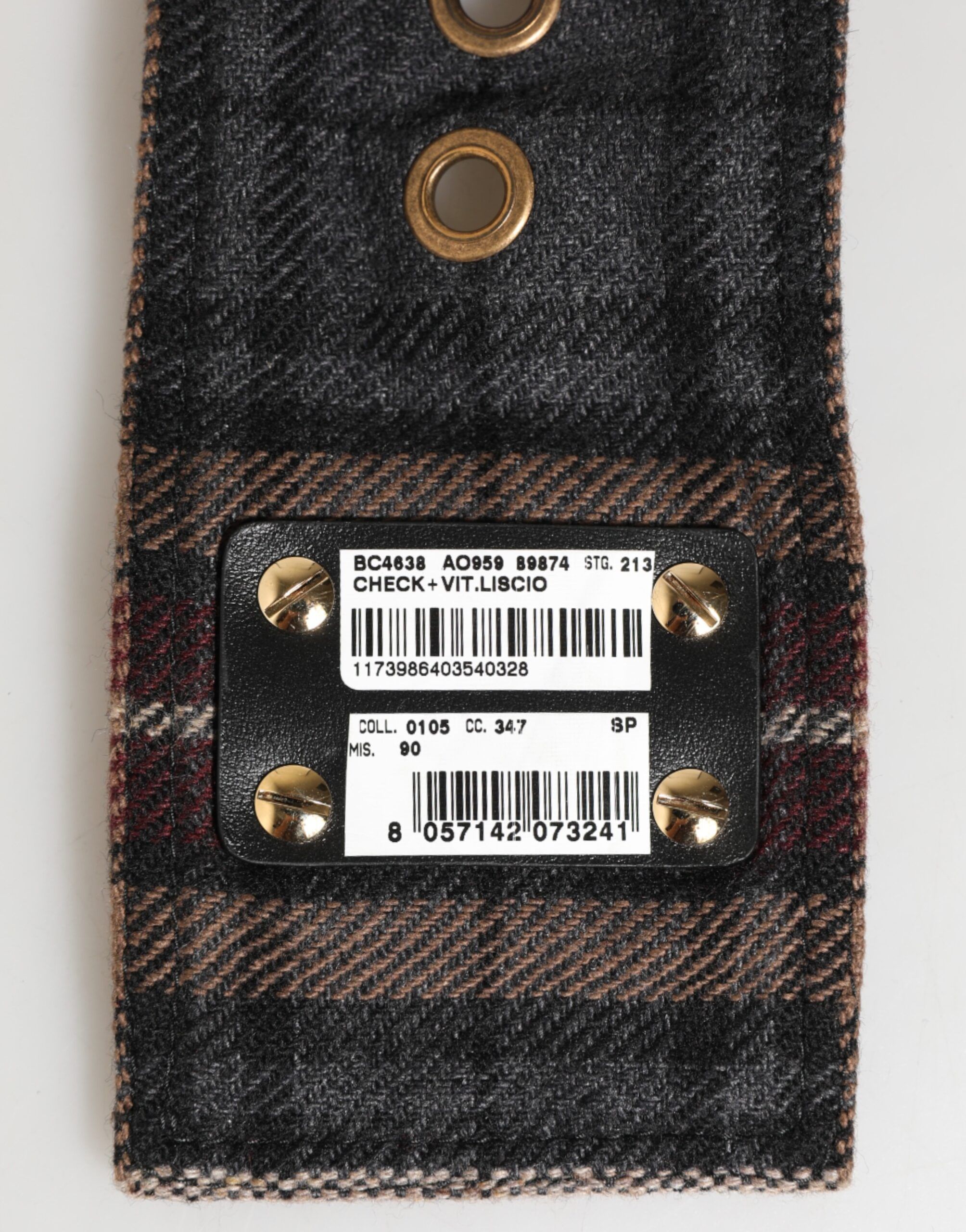 Plaid Fabric Logo Plate Brass Buckle Men's Belt - Dolce & Gabbana - Modalova