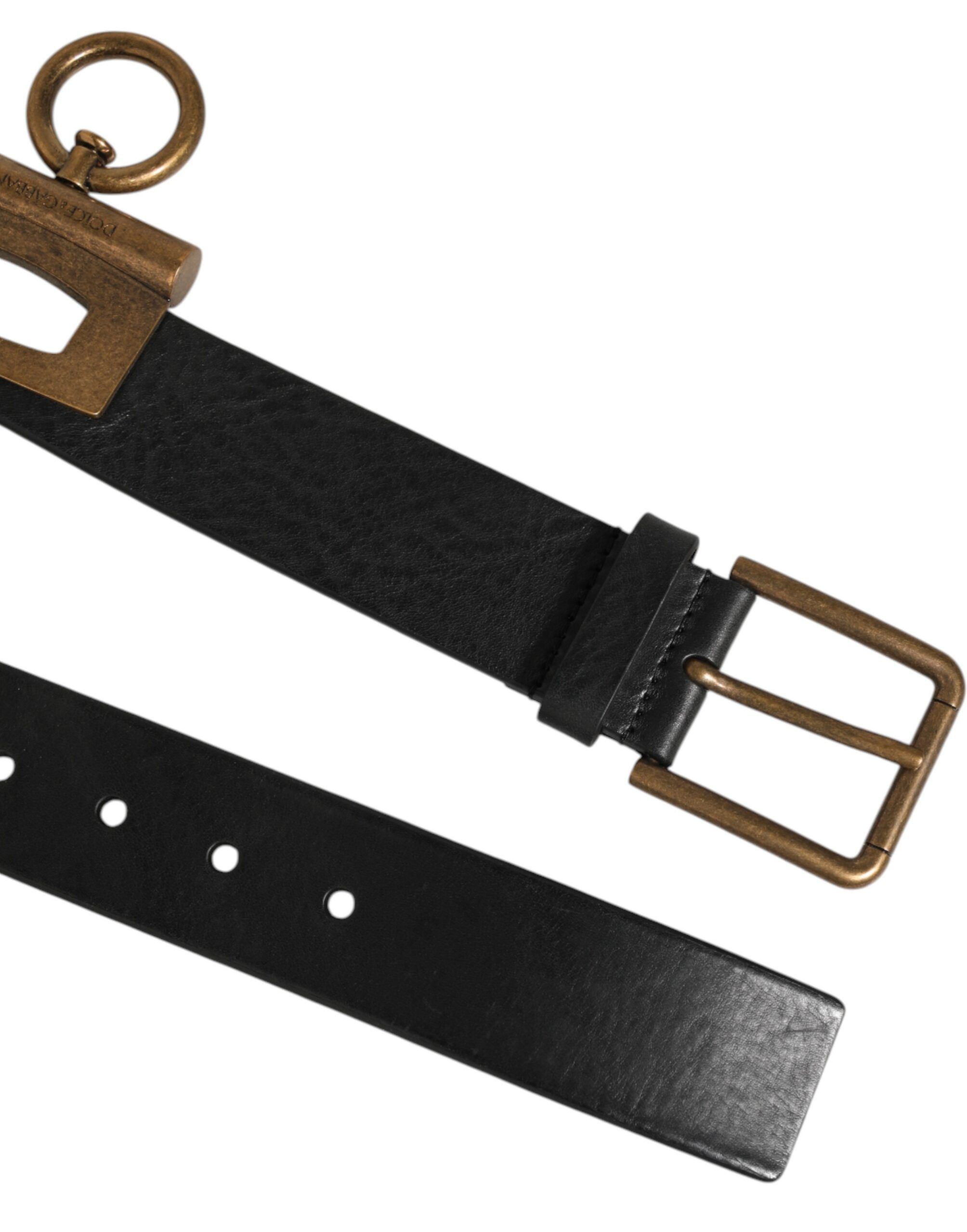 Leather Side Rings Brass Buckle Men's Belt - Dolce & Gabbana - Modalova