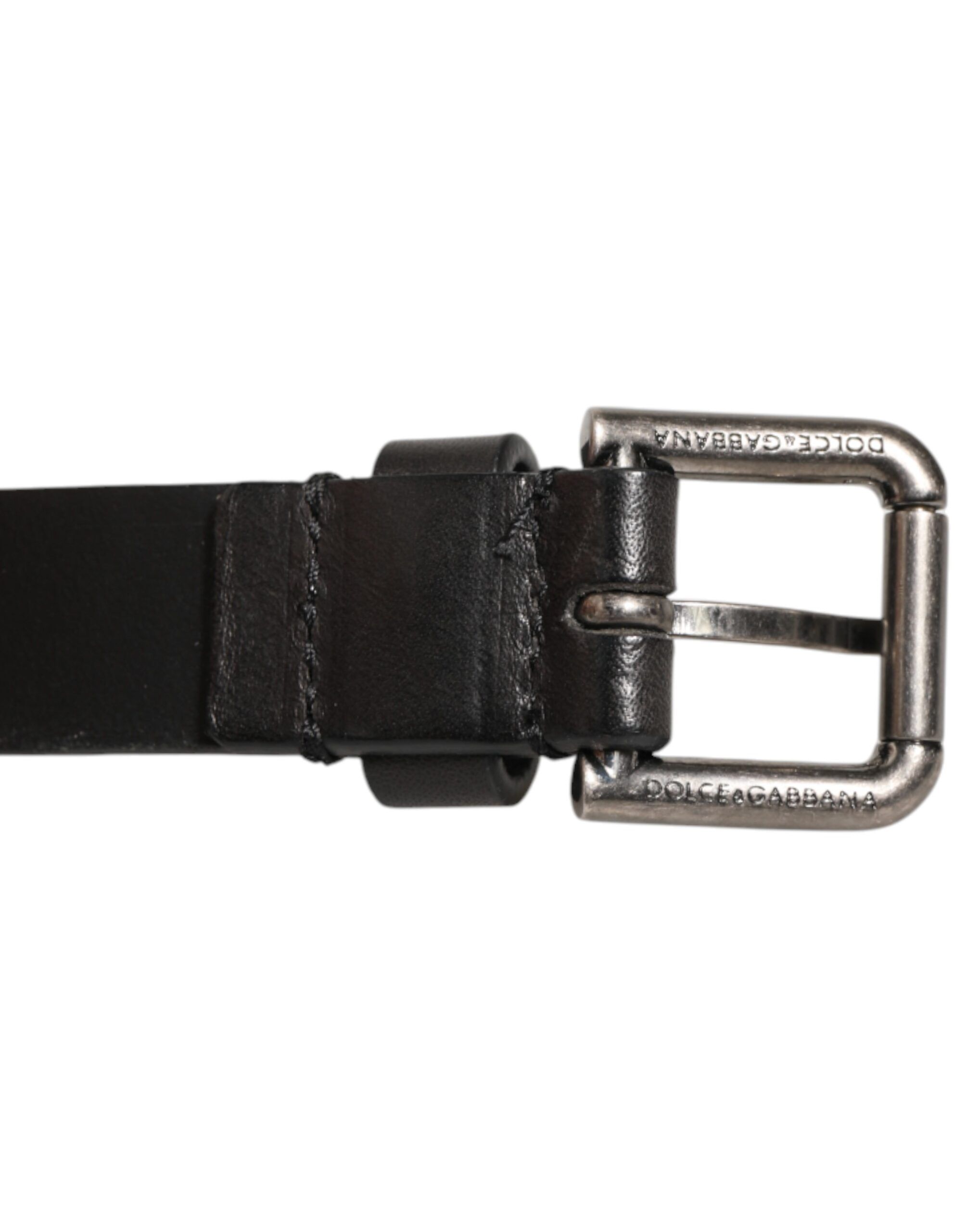 Double Strap Leather Silver Buckle Men's Belt - Dolce & Gabbana - Modalova