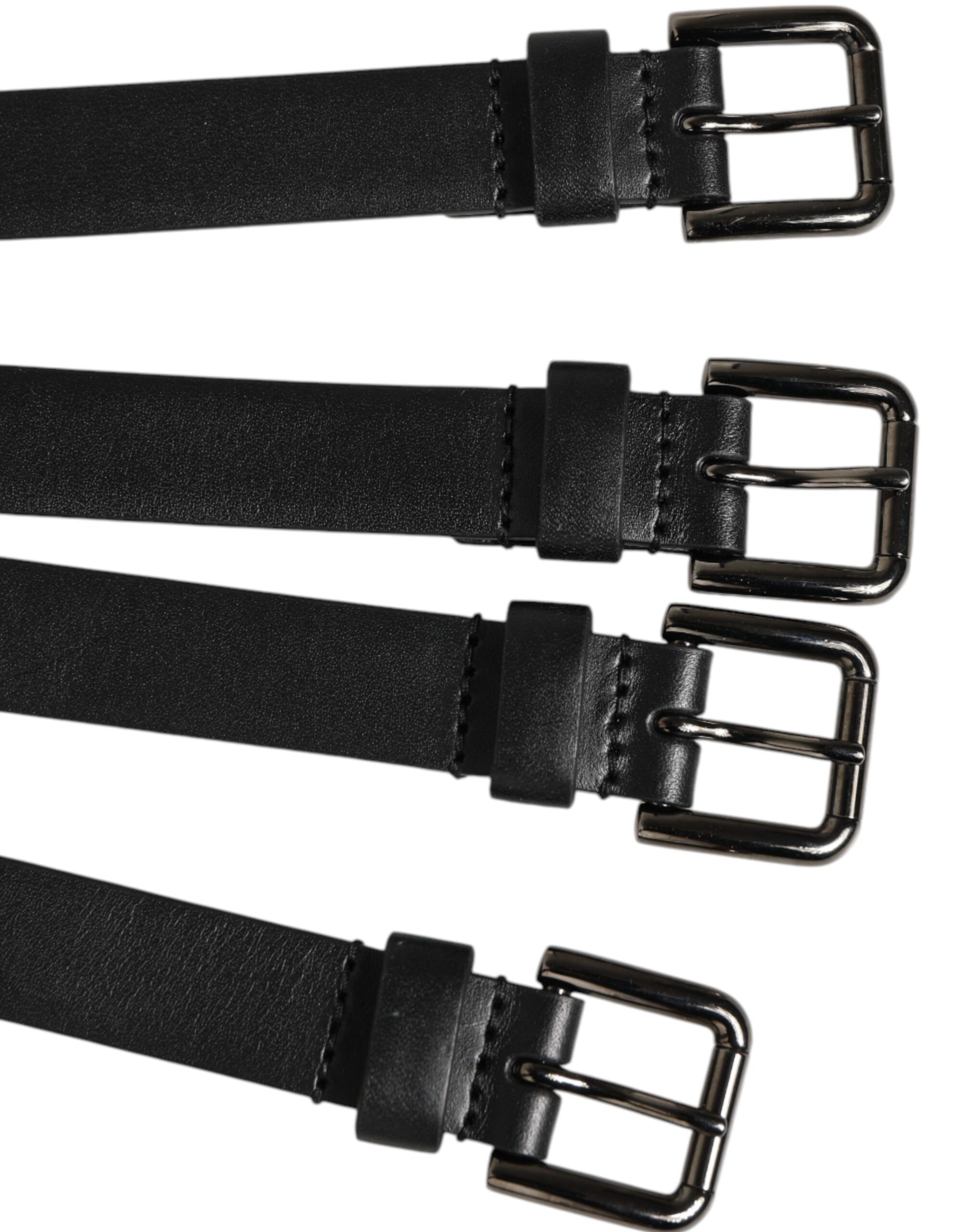 Leather 4-Strap Metal Multi-Buckle Men's Belt - Dolce & Gabbana - Modalova