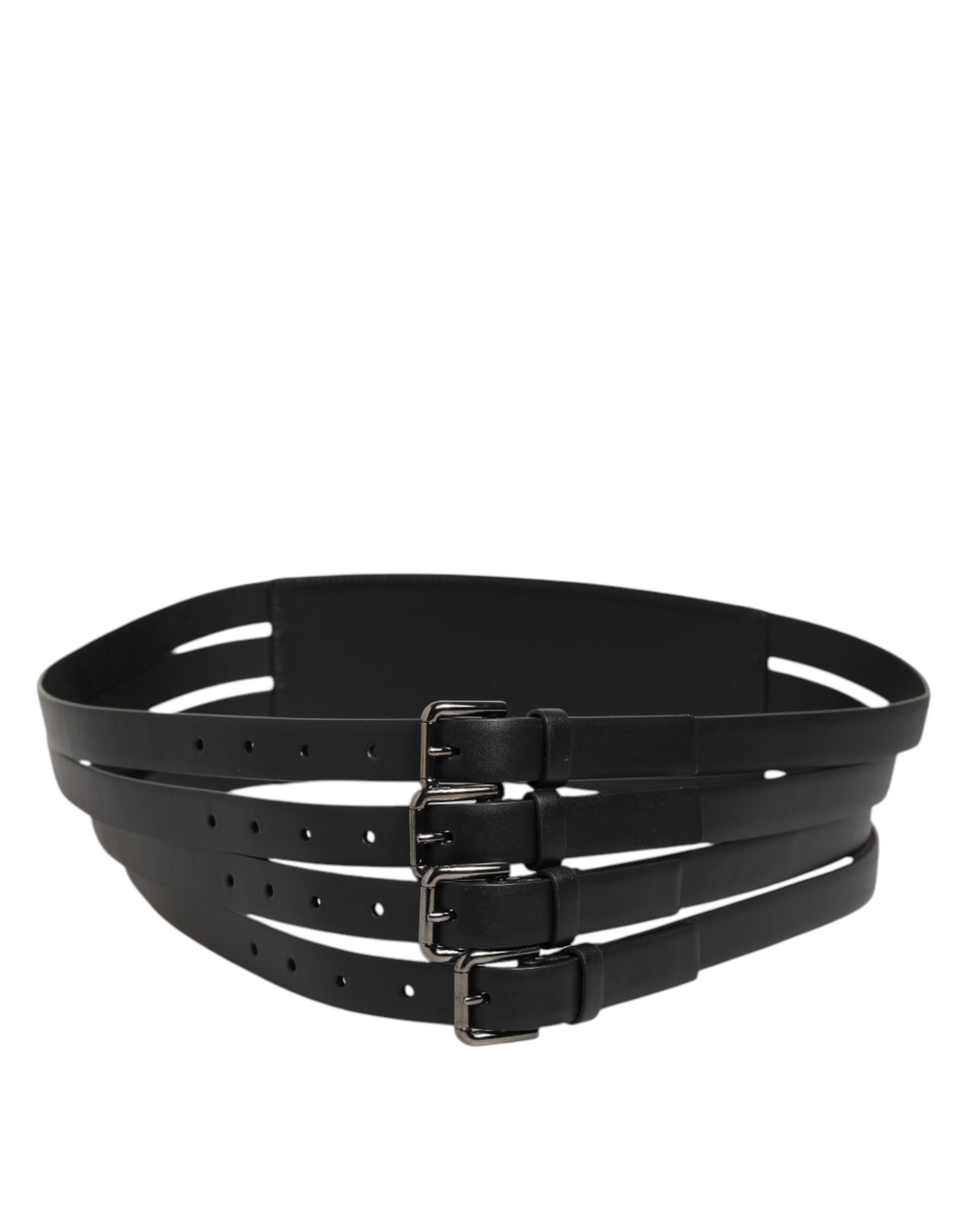 Leather 4-Strap Metal Multi-Buckle Men's Belt - Dolce & Gabbana - Modalova