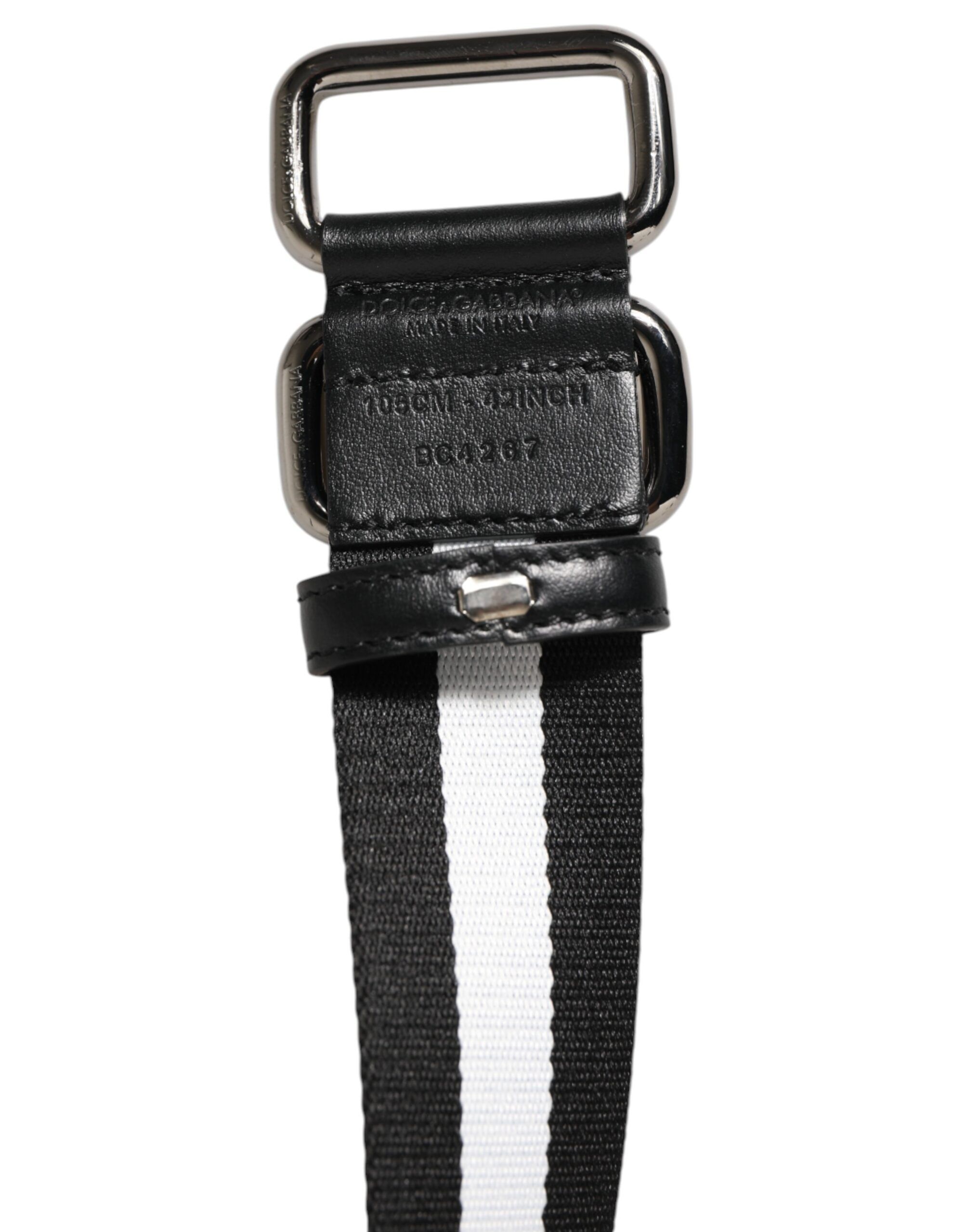 Black White Striped Metal Buckle Men Men's Belt - Dolce & Gabbana - Modalova