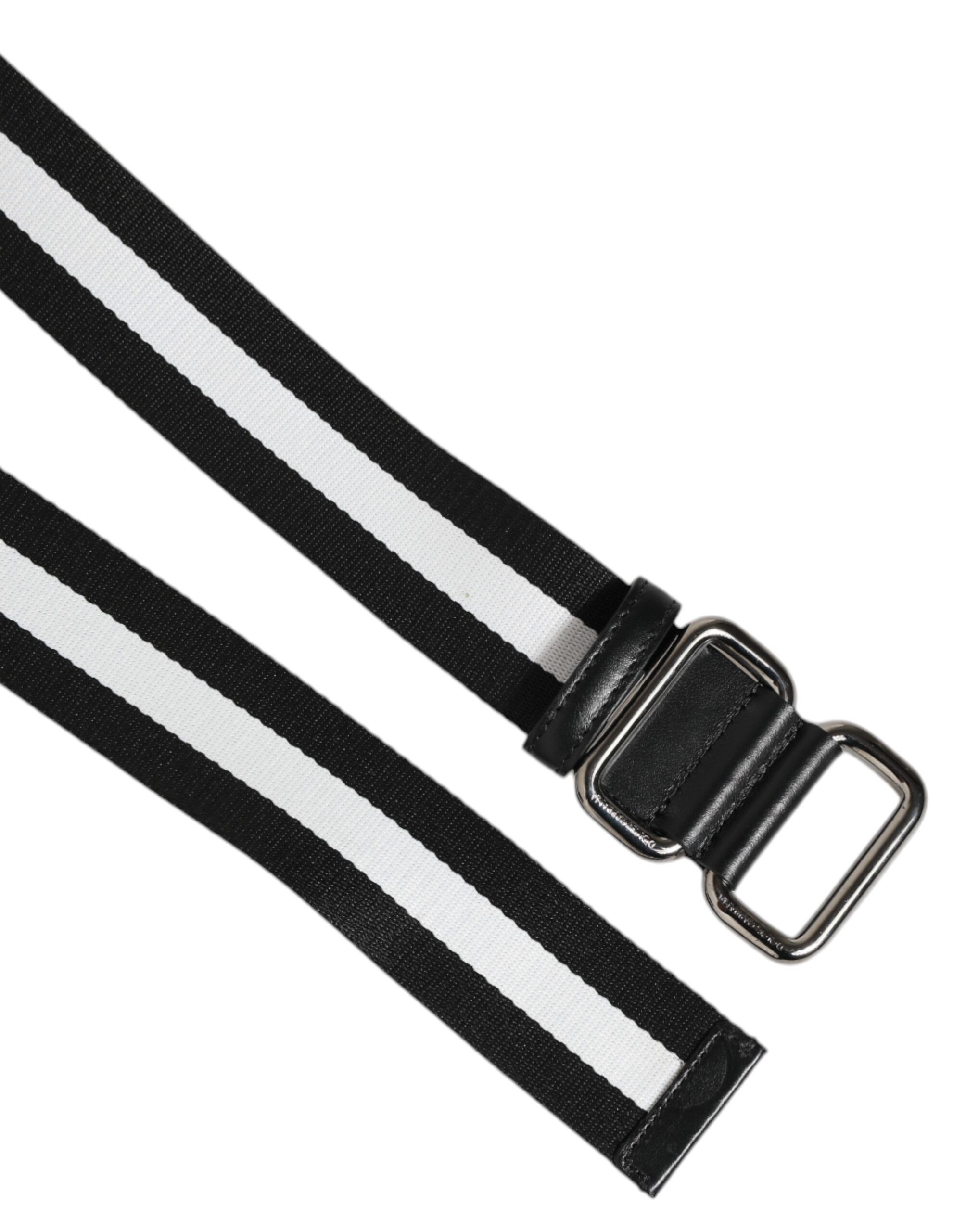 Black White Striped Metal Buckle Men Men's Belt - Dolce & Gabbana - Modalova