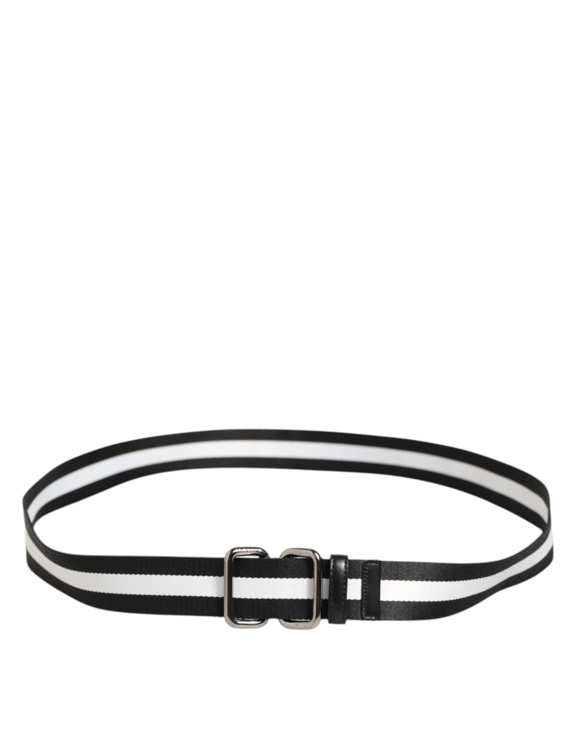 Black White Striped Logo Metal Buckle Men's Belt - Dolce & Gabbana - Modalova