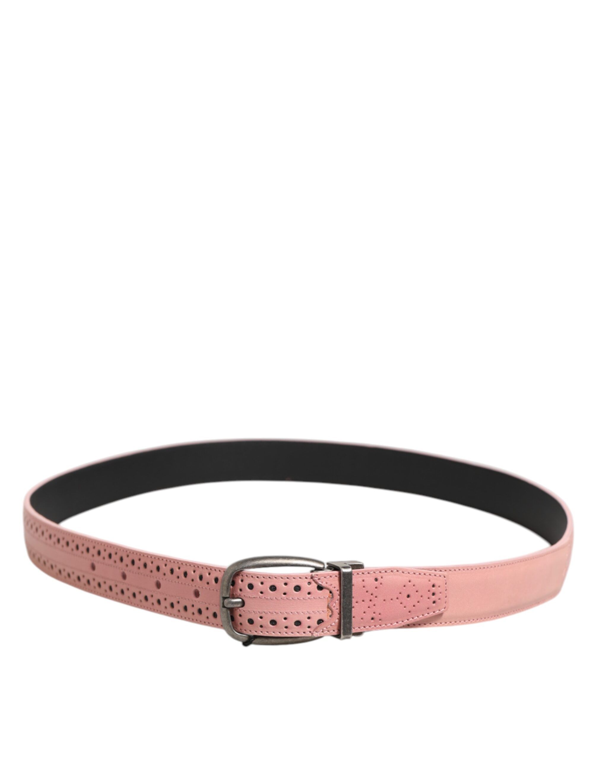Leather Perforated Detailing Buckle Men's Belt - Dolce & Gabbana - Modalova