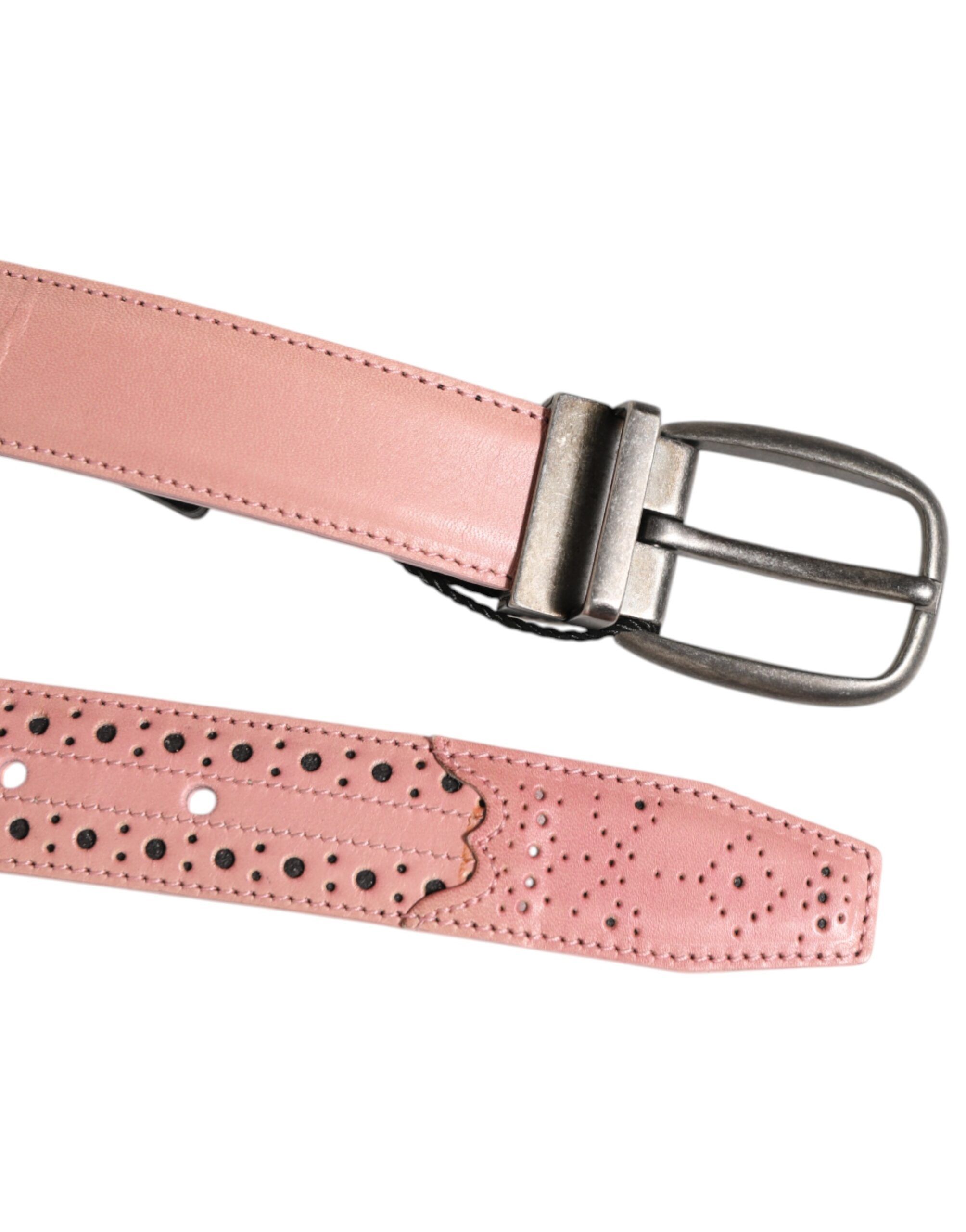 Leather Perforated Detailing Buckle Men's Belt - Dolce & Gabbana - Modalova
