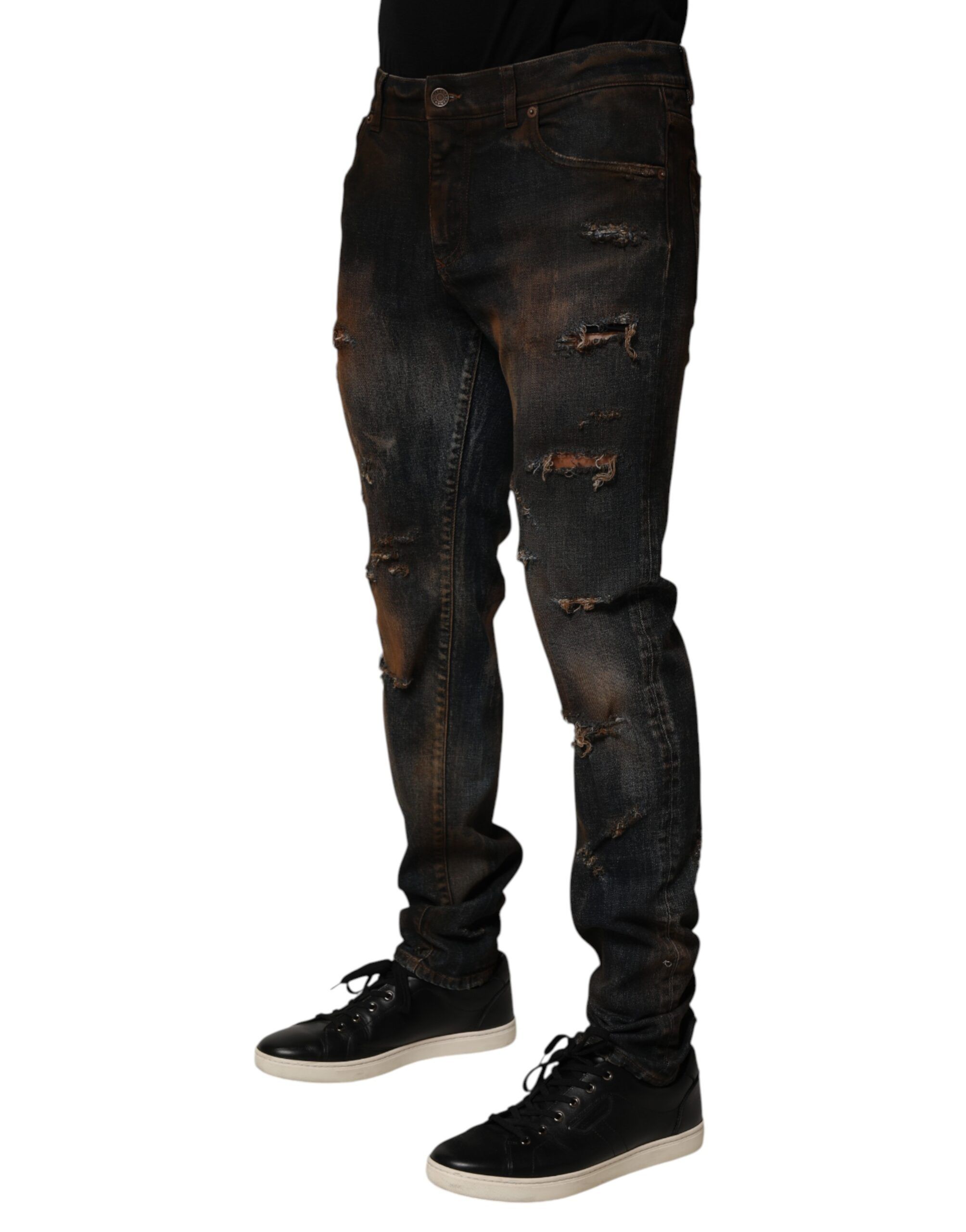 Cotton Skinny Tattered Men Denim Men's Jeans - Dolce & Gabbana - Modalova