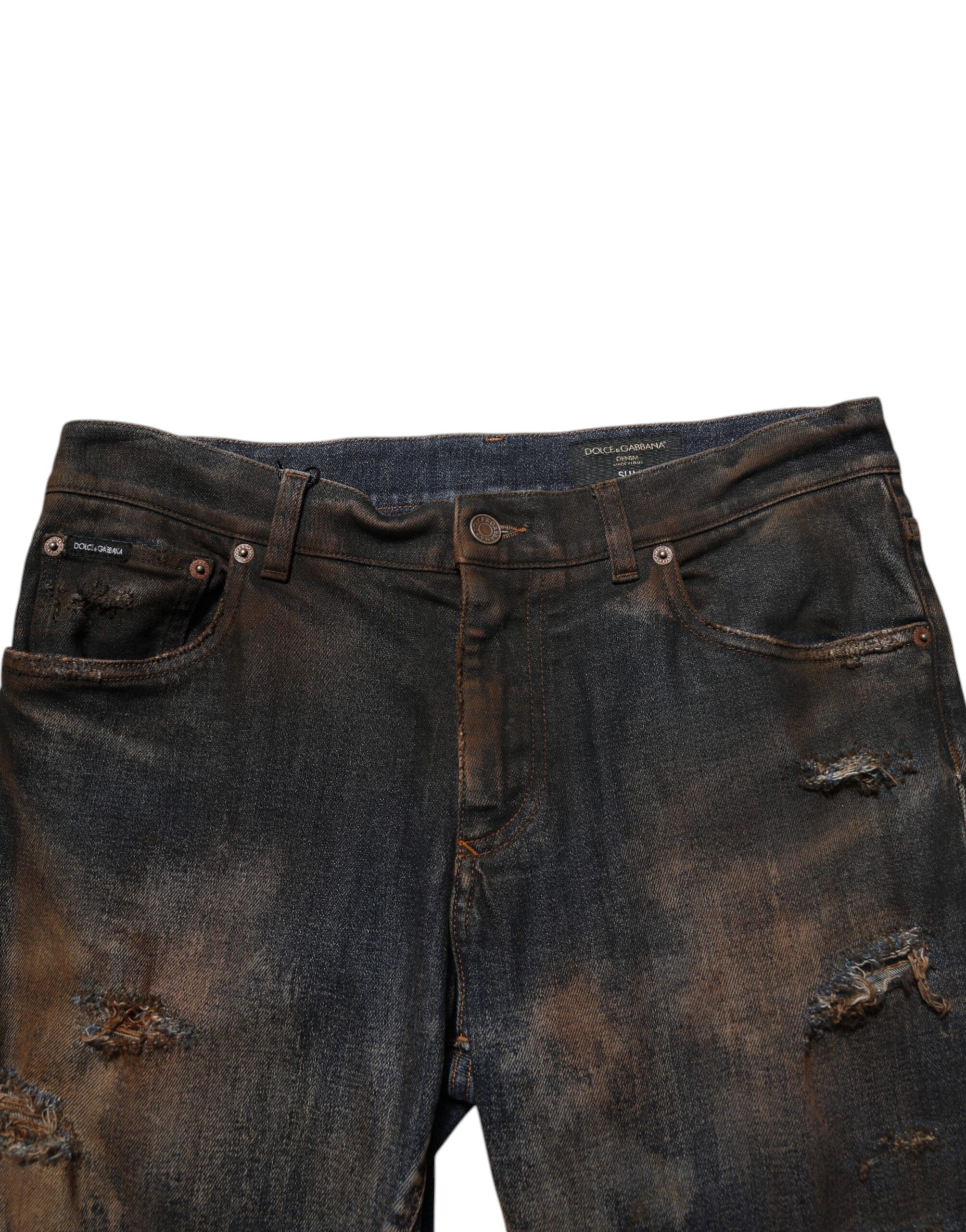 Cotton Skinny Tattered Men Denim Men's Jeans - Dolce & Gabbana - Modalova