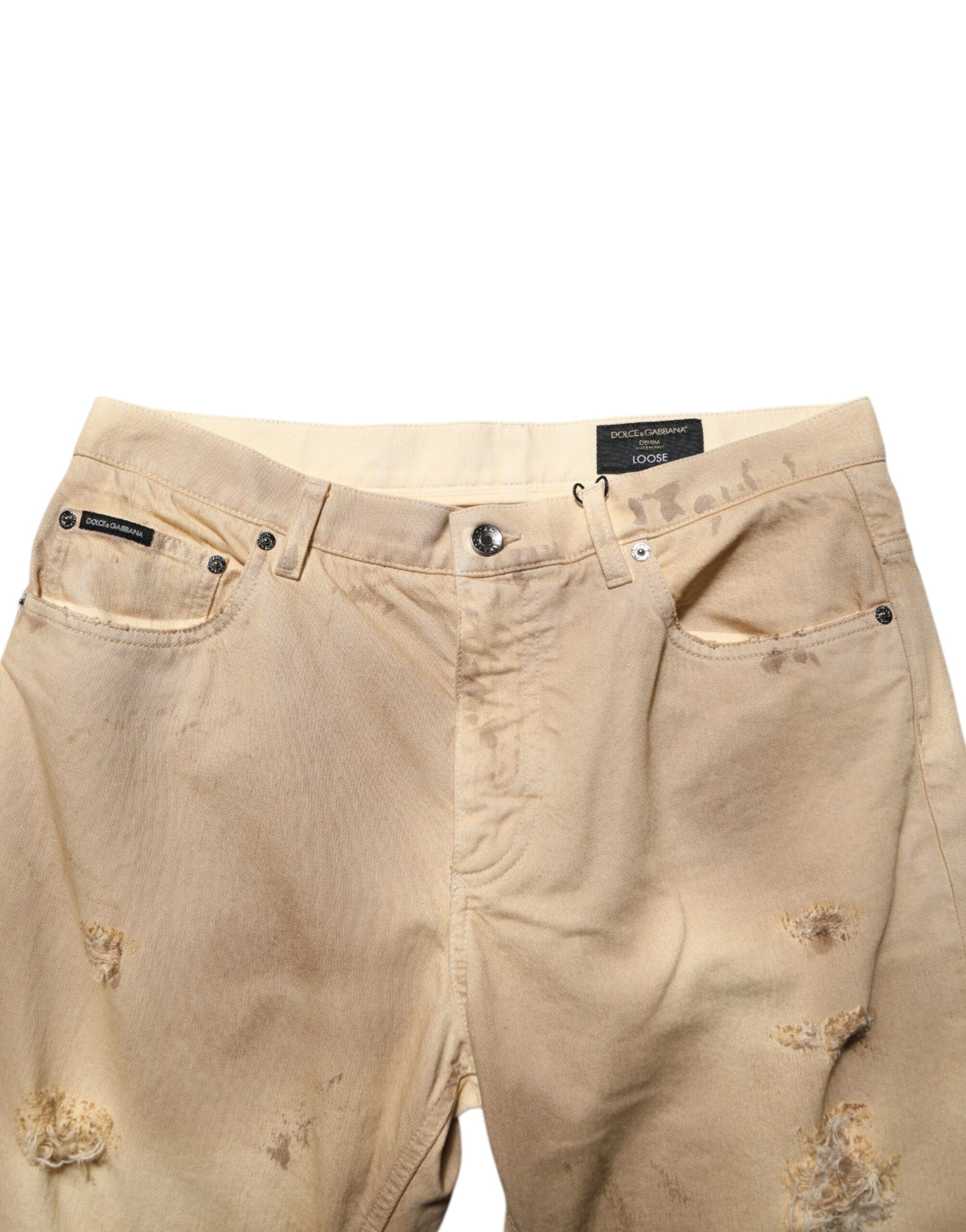 Cotton Loose Tattered Men Denim Men's Jeans - Dolce & Gabbana - Modalova