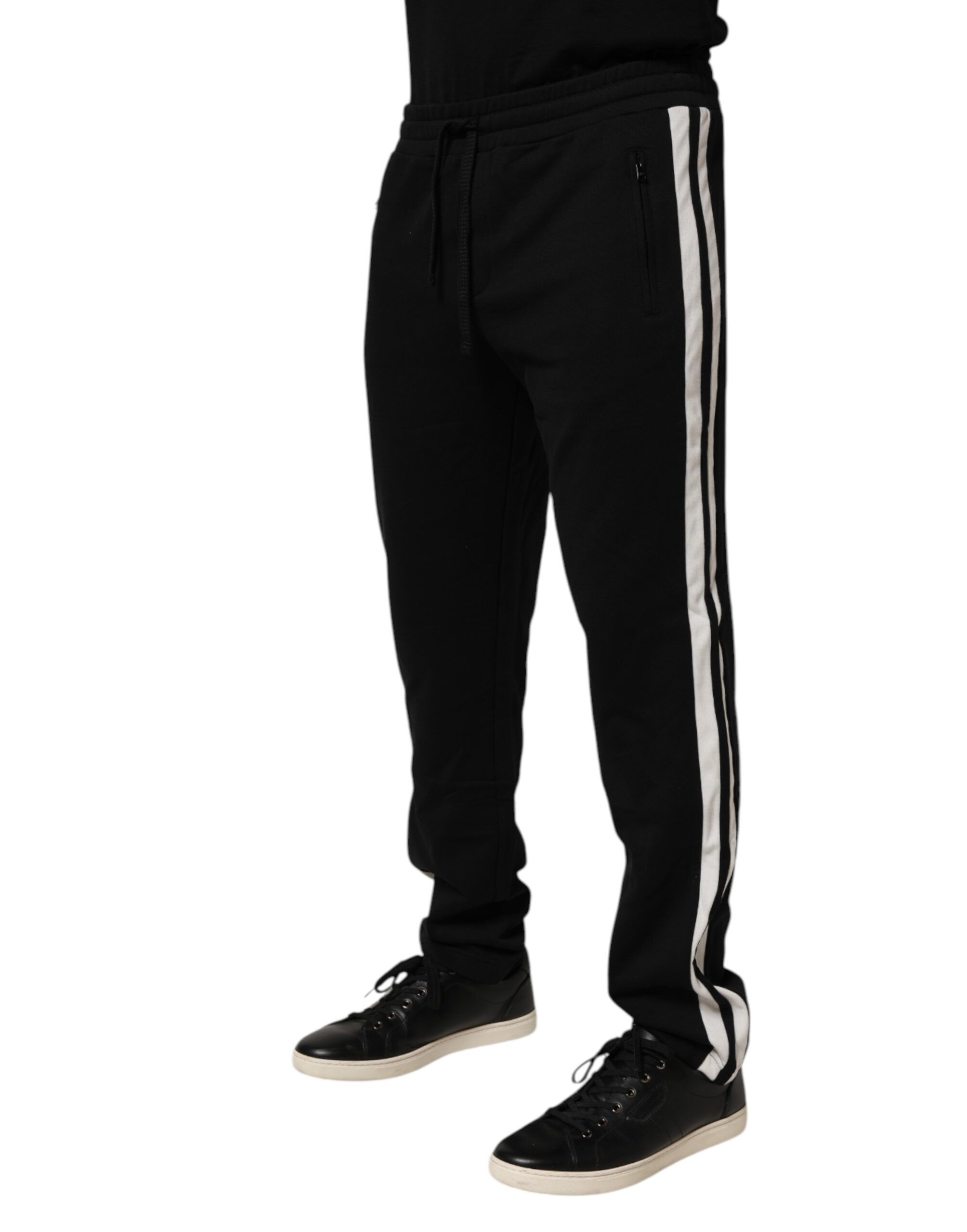 Black Cotton Jogger SweatMen's Trouser Men's Pants - Dolce & Gabbana - Modalova