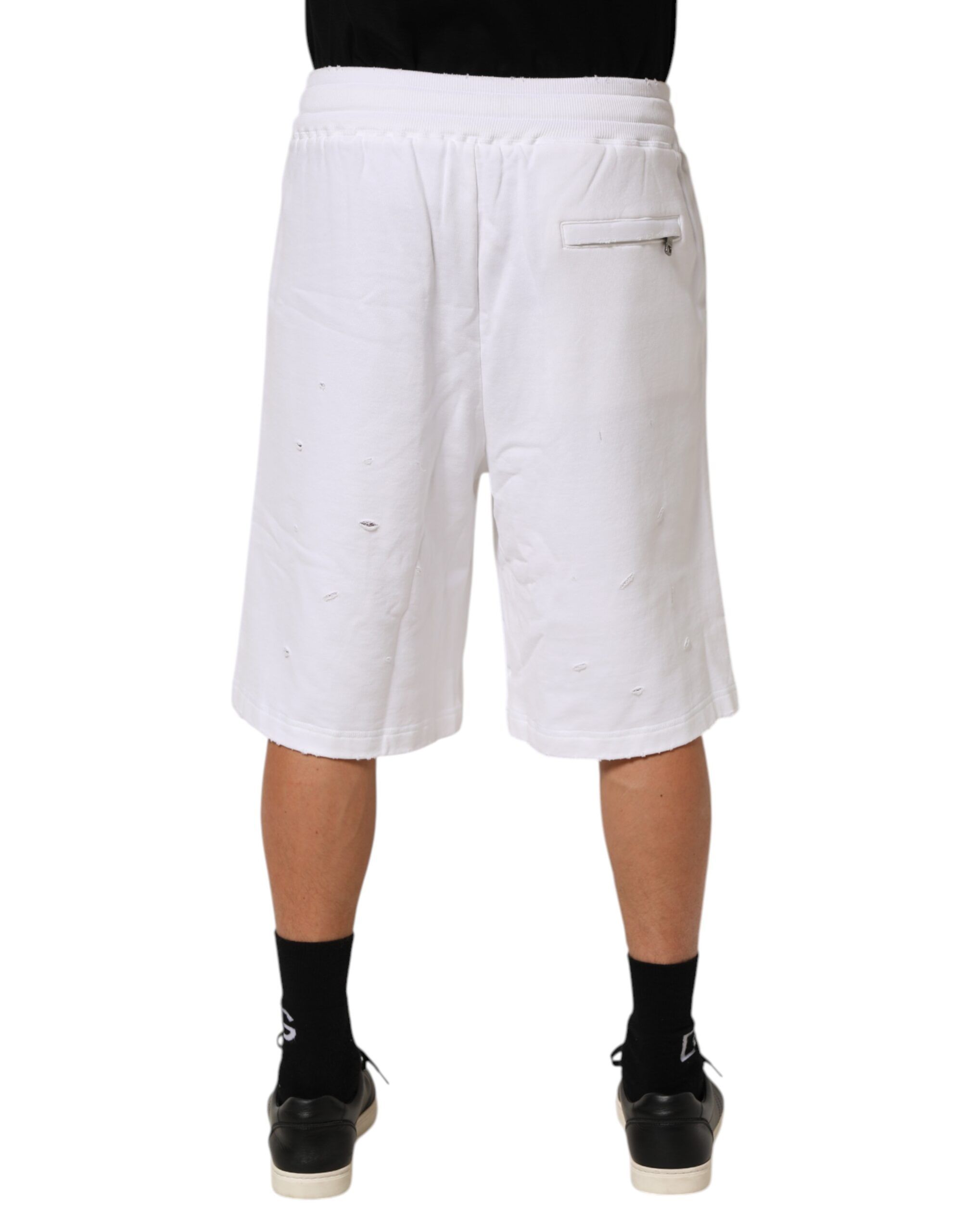 Cotton Ripped Bermuda Sweatpants Men's Shorts - Dolce & Gabbana - Modalova