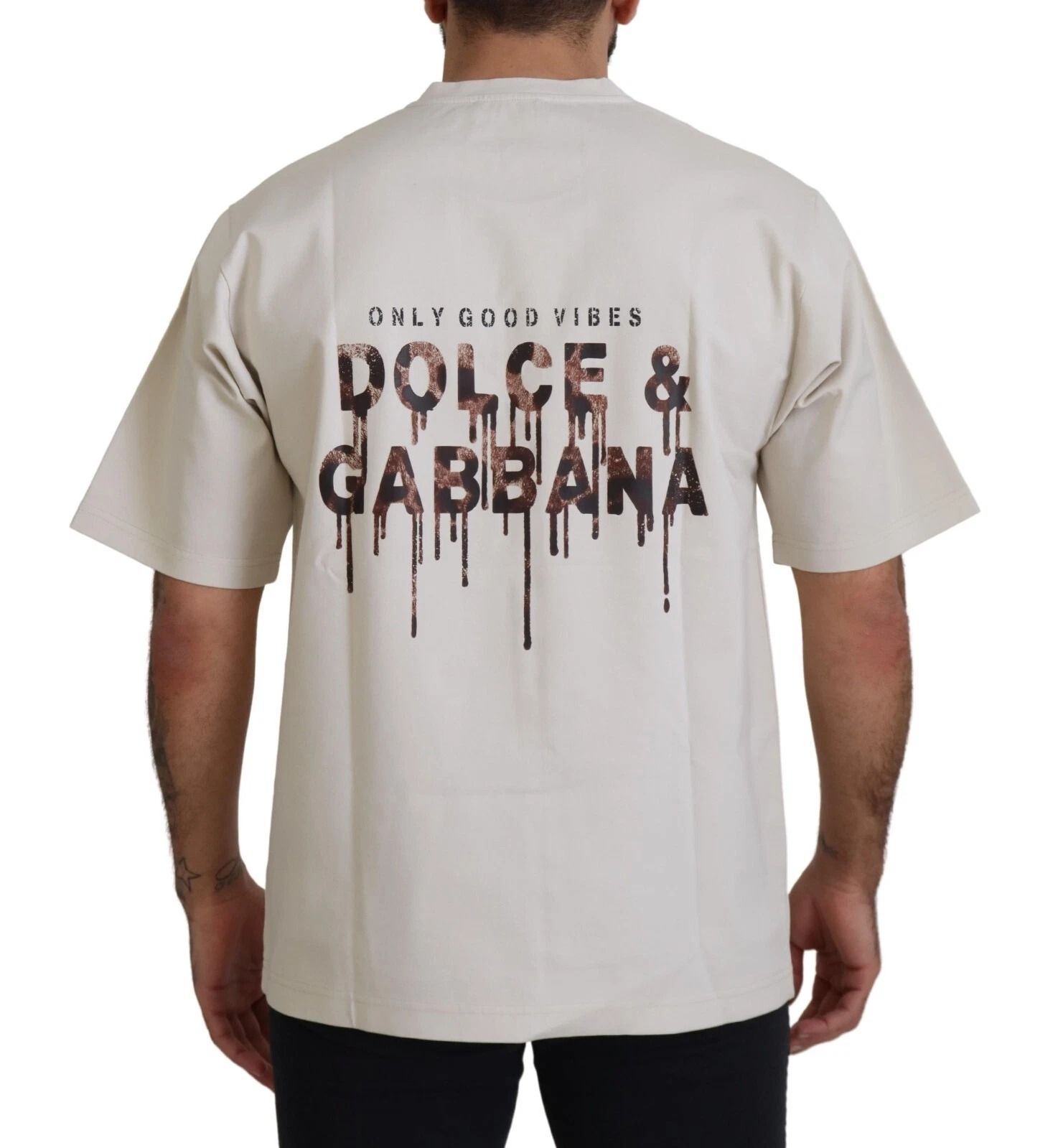 Ivory Cotton Ivory Printed Men's Crewneck - Dolce & Gabbana - Modalova