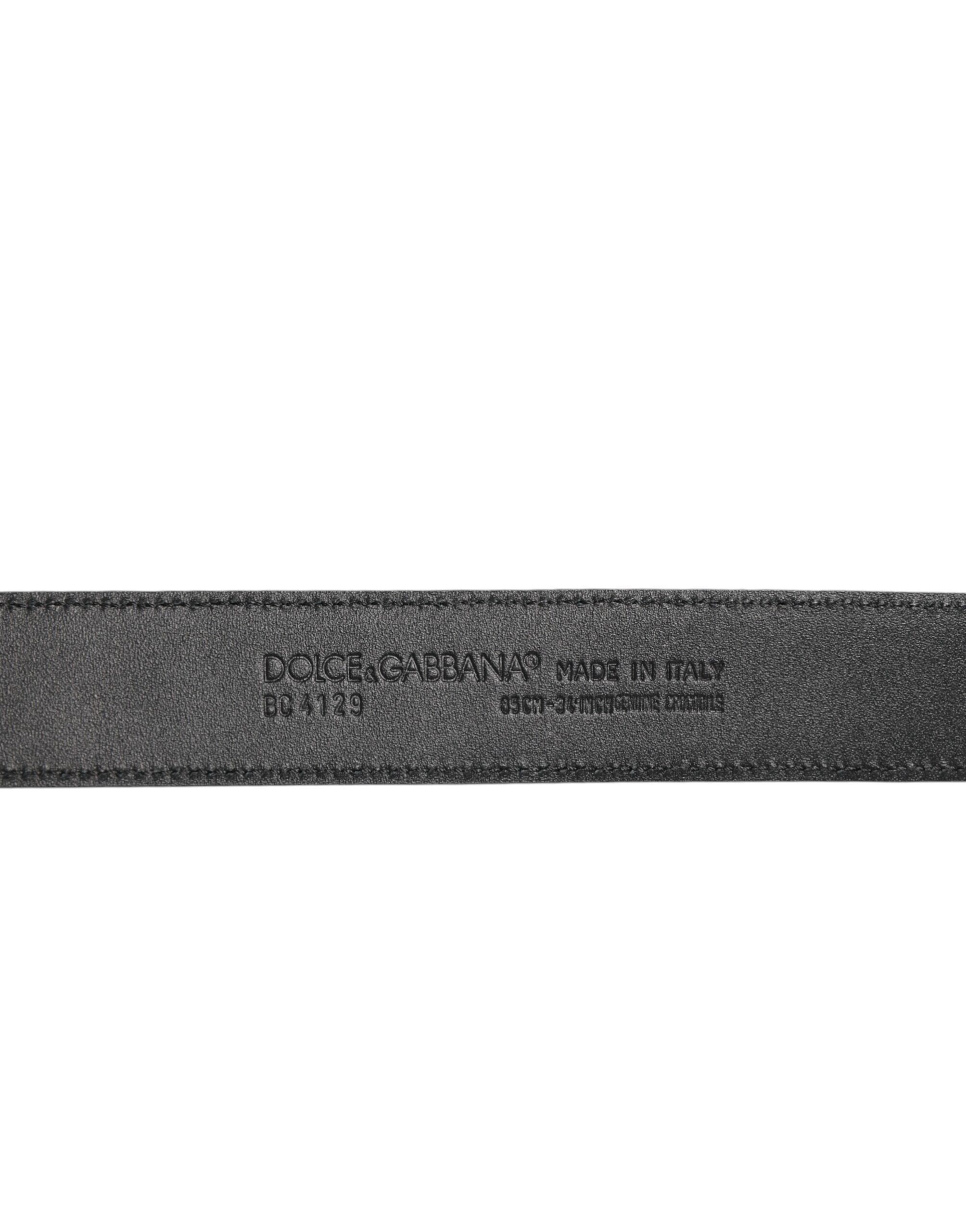 Exotic Leather Metal Logo Buckle Men's Belt - Dolce & Gabbana - Modalova