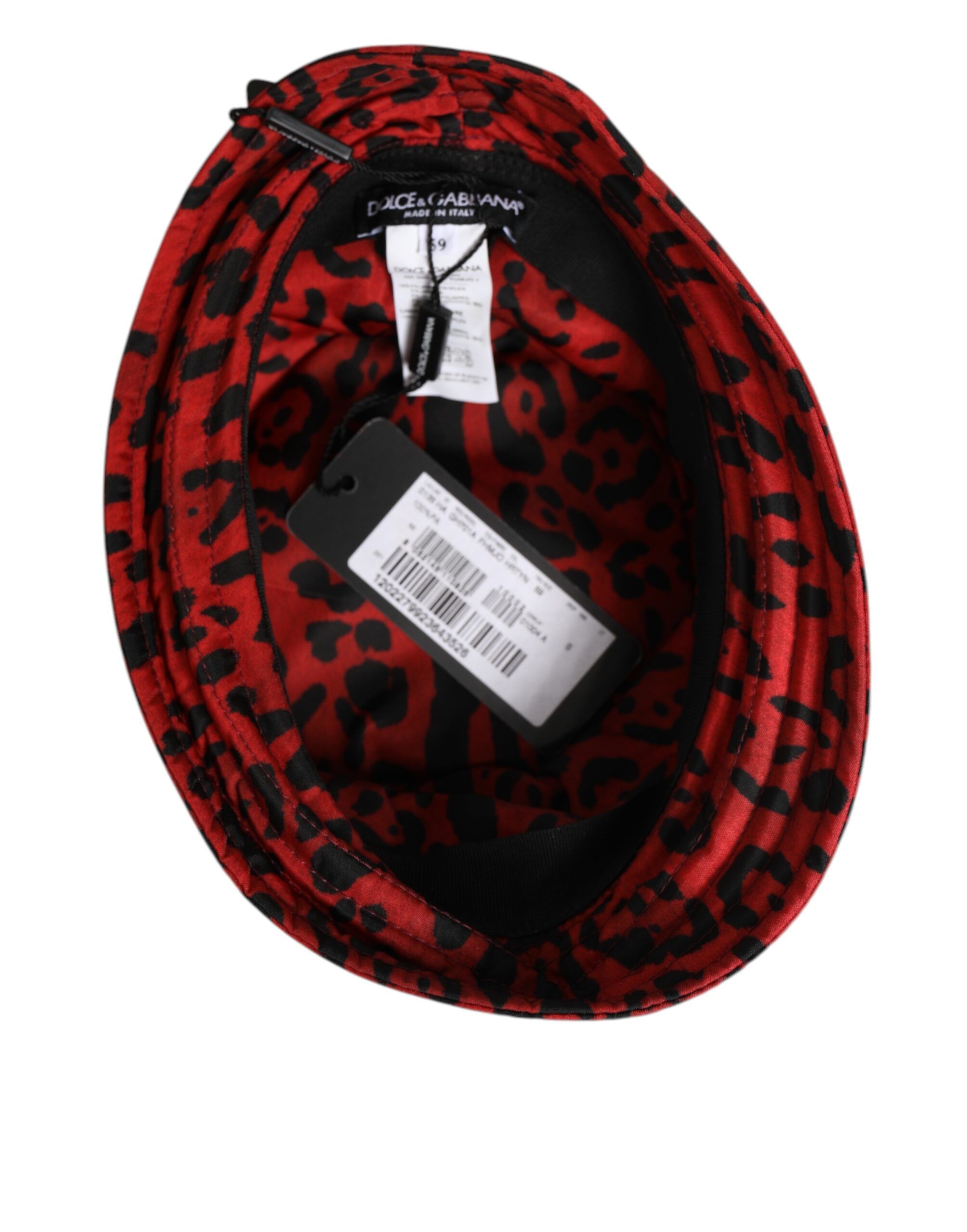 Black Nylon Leopard Print Bucket Men Cap Men's Hat - Dolce & Gabbana - Modalova