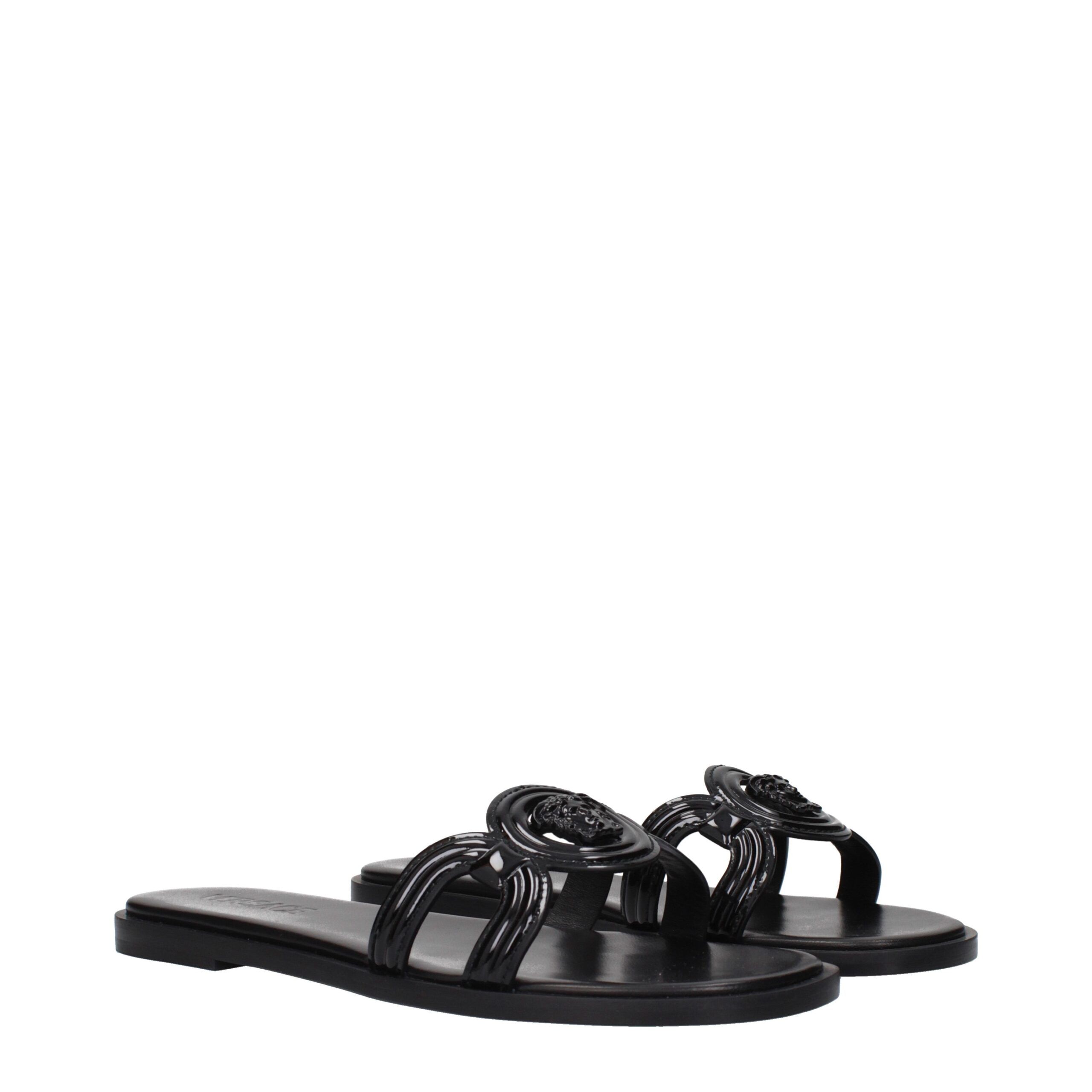 Leather Women's Slippers - Versace - Modalova