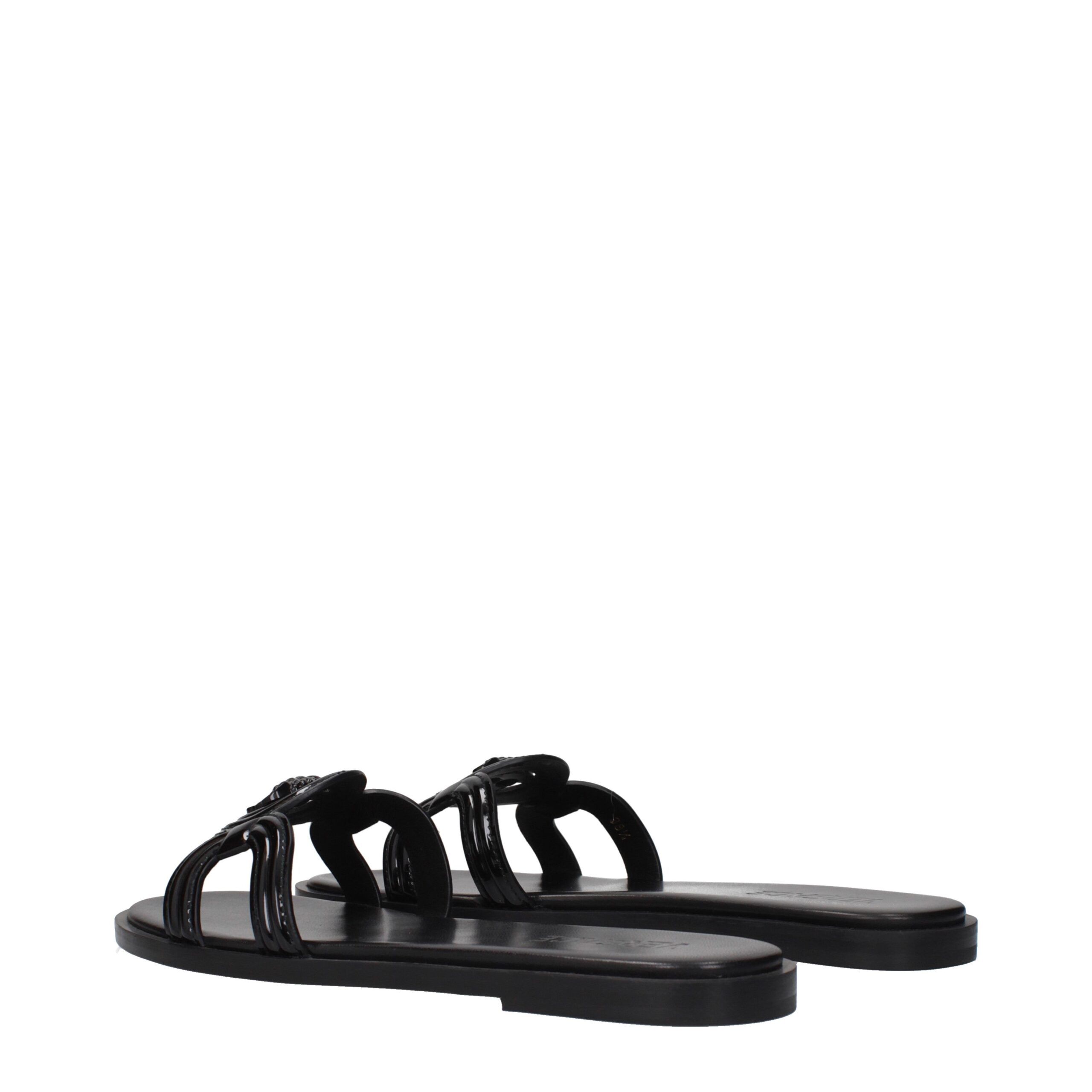 Leather Women's Slippers - Versace - Modalova