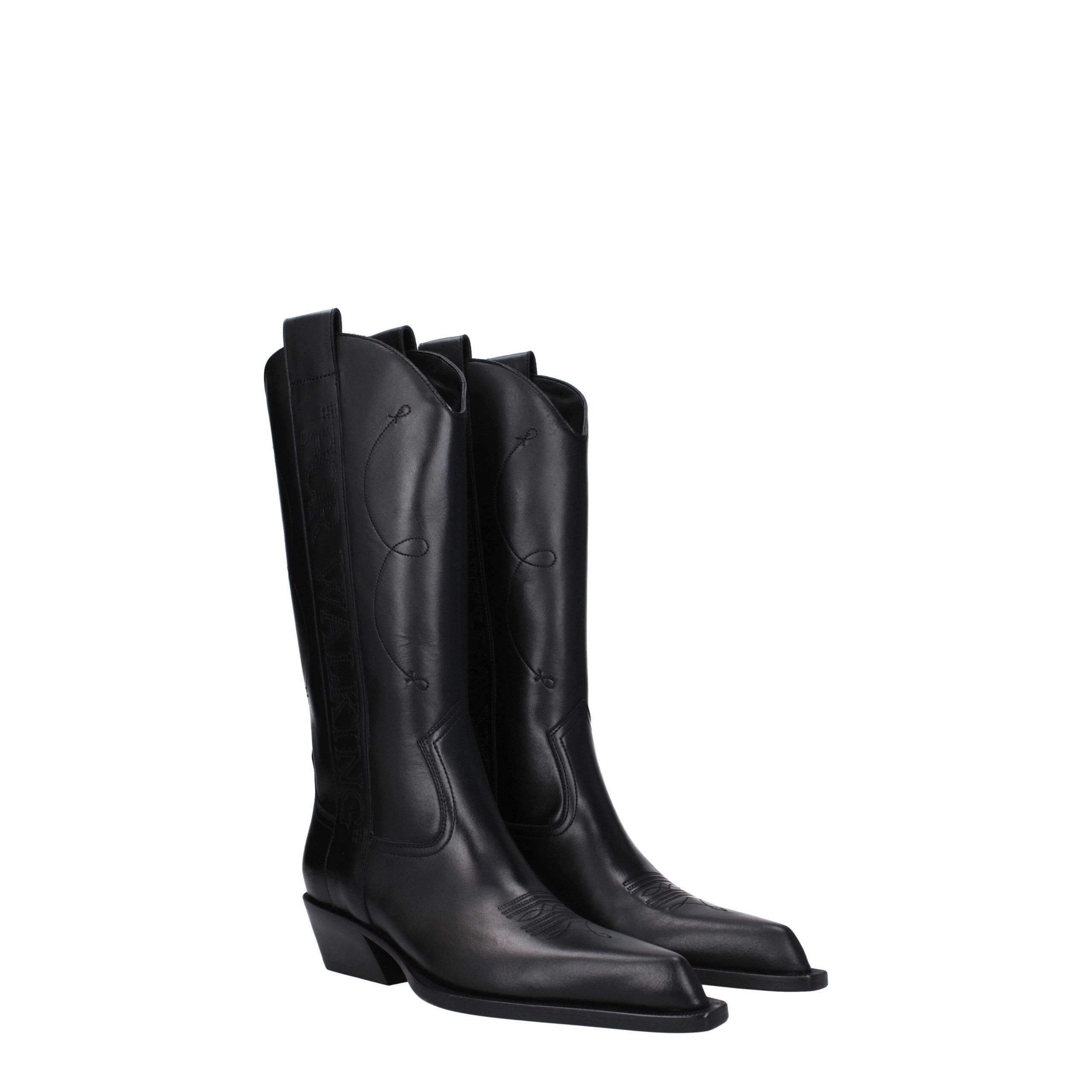 Leather High Heel Women's Boots - Off-White - Modalova