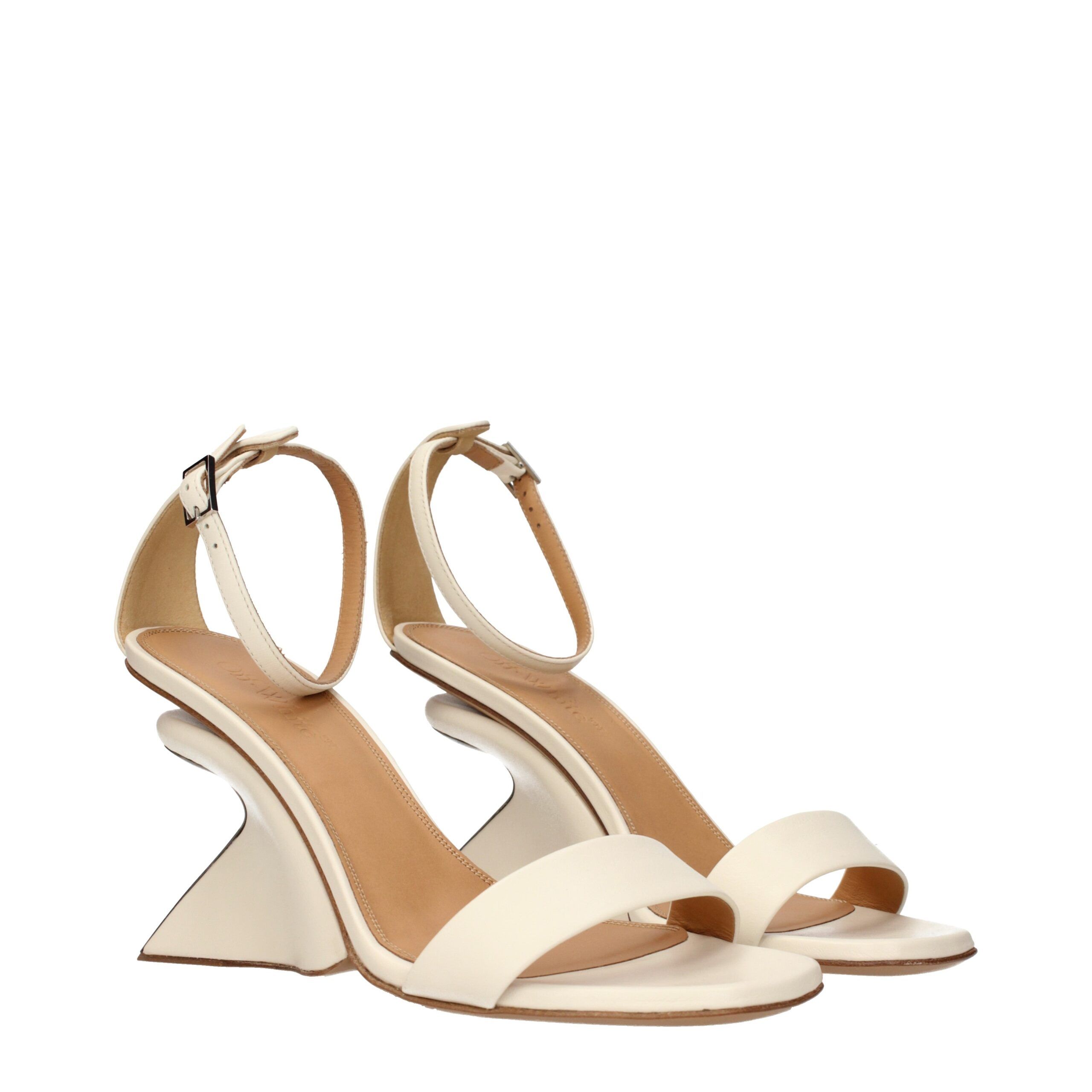 Leather Platform Women's Sandals - Off-White - Modalova