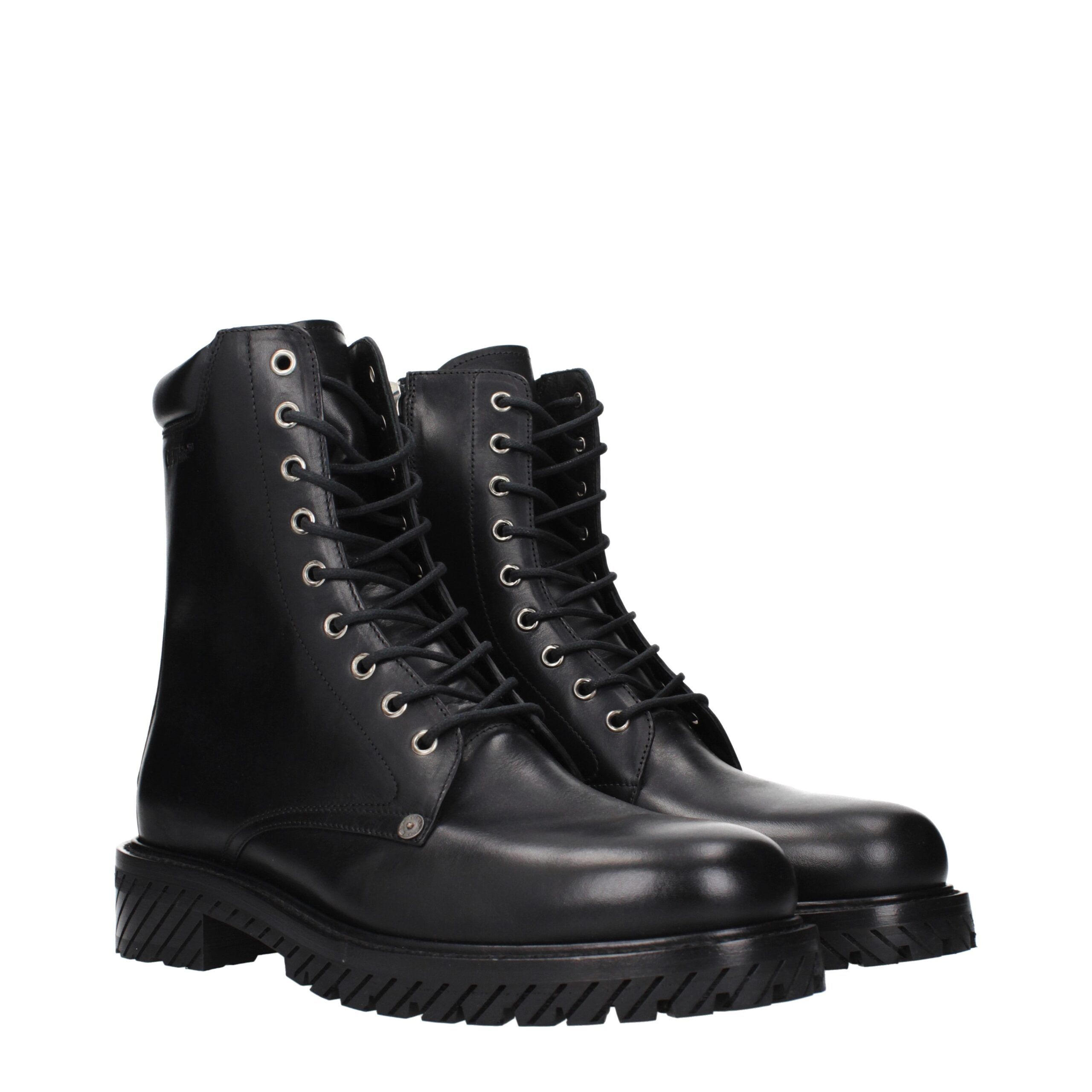 Leather Ankle Men's Boots - Off-White - Modalova