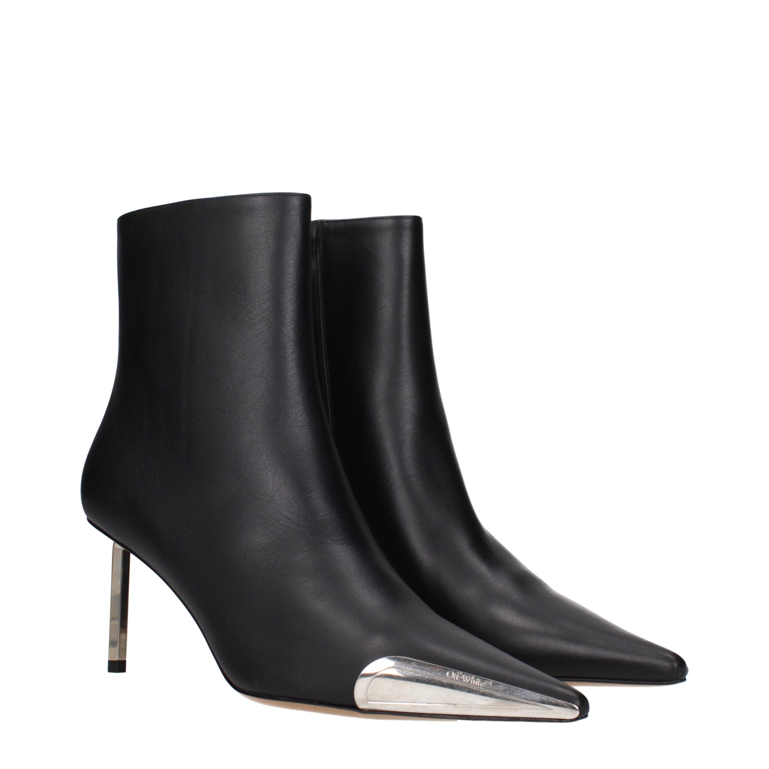 Leather Ankle Women's Boots - Off-White - Modalova
