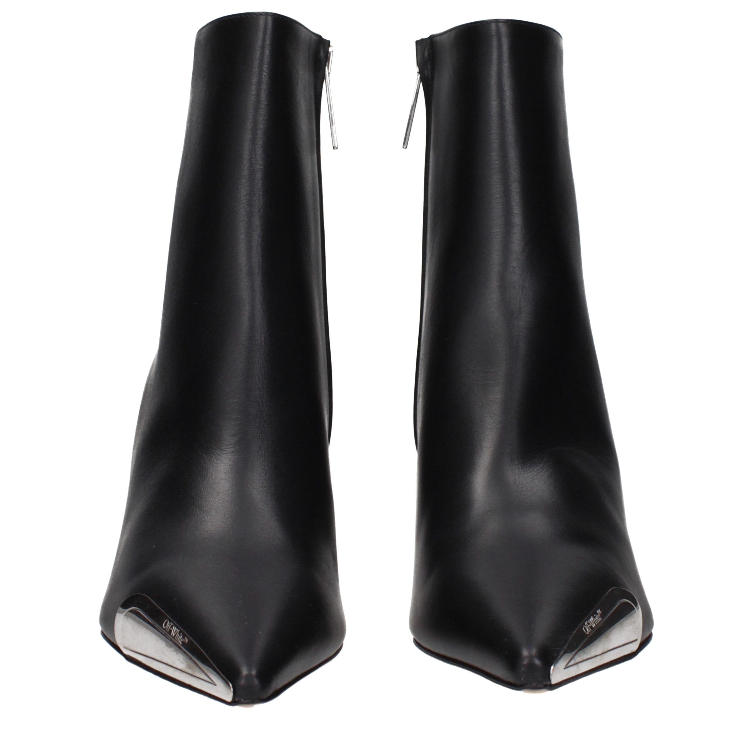 Leather Ankle Women's Boots - Off-White - Modalova
