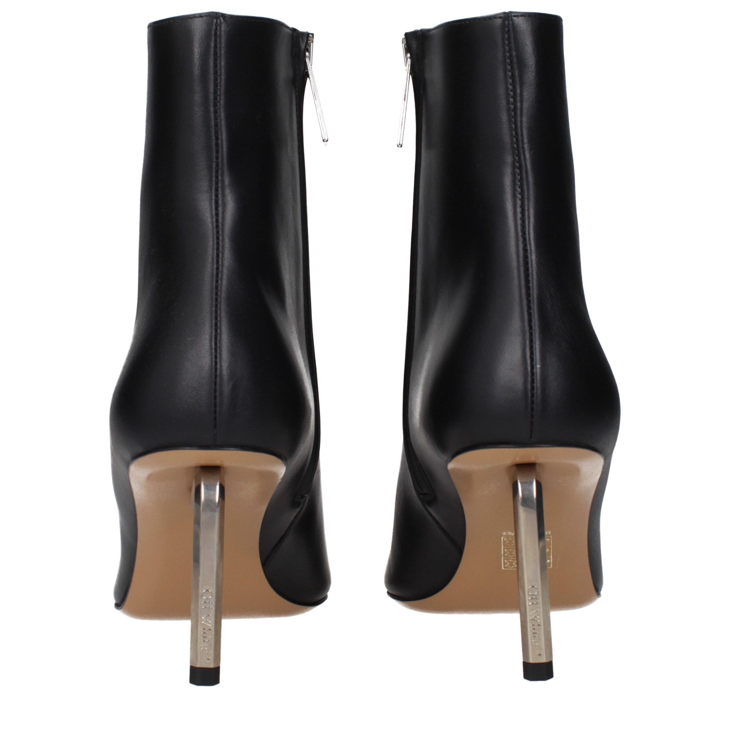 Leather Ankle Women's Boots - Off-White - Modalova