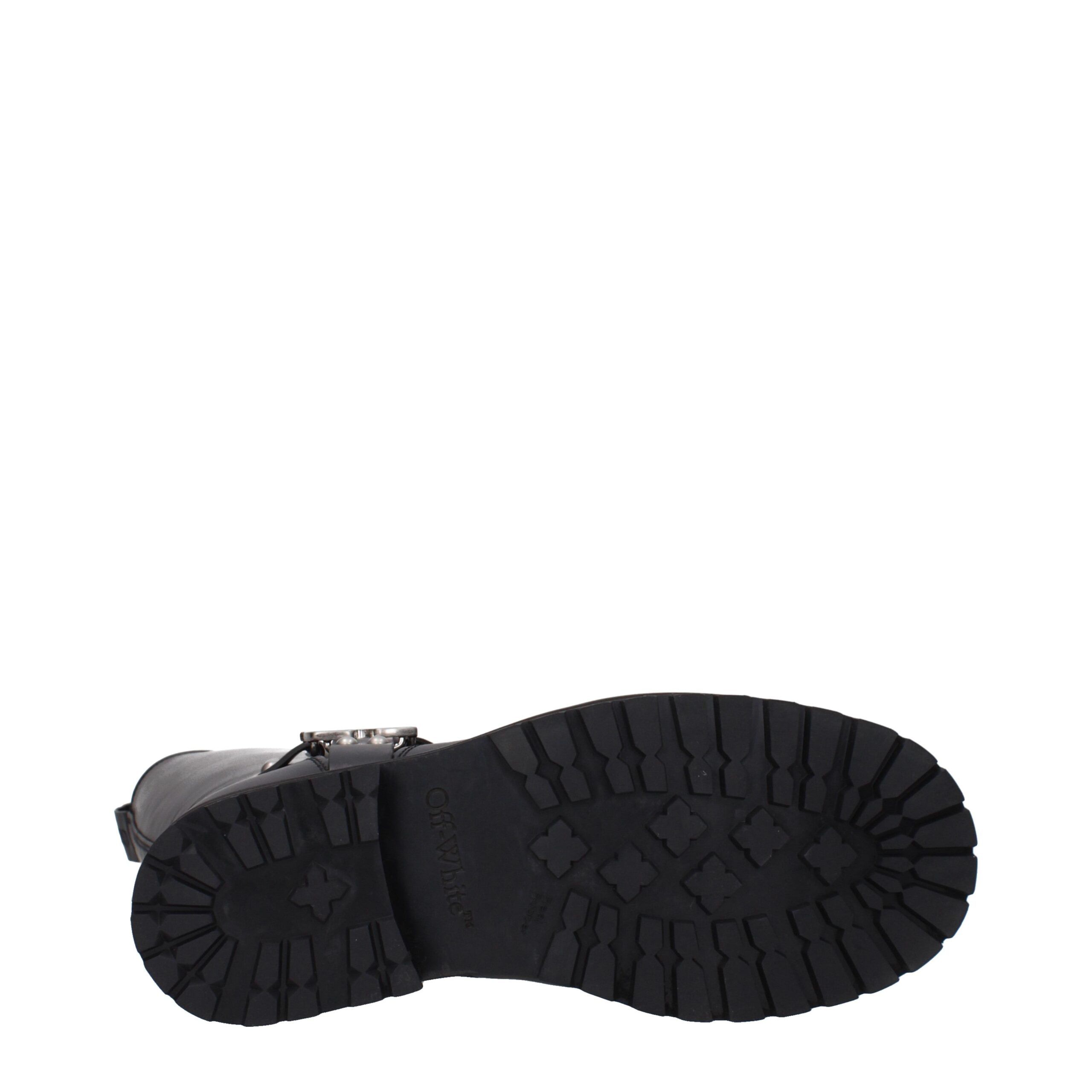 Leather Flat Women's Boots - Off-White - Modalova