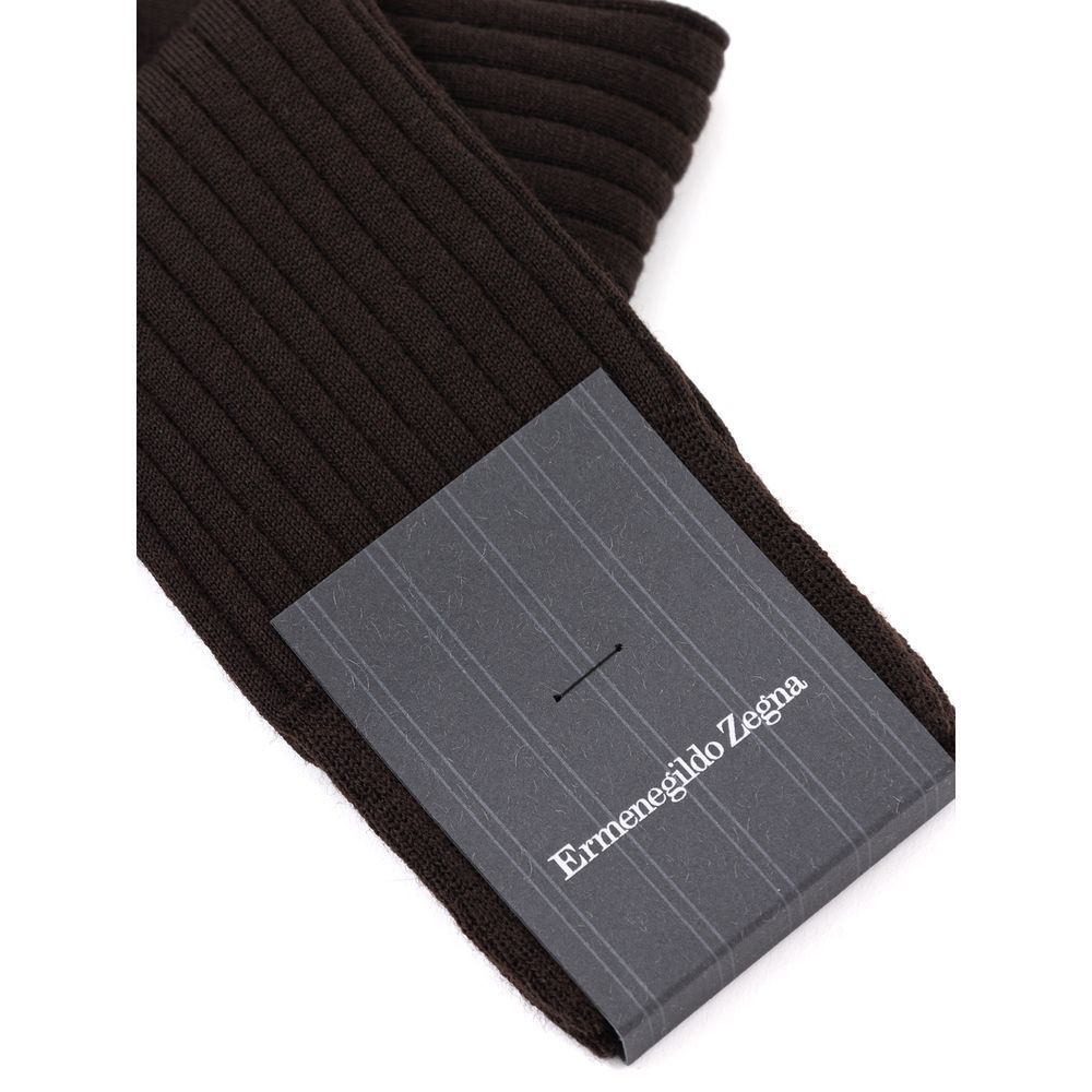 ZEGNA Brown Wool Men's Socks - ZEGNA - Modalova