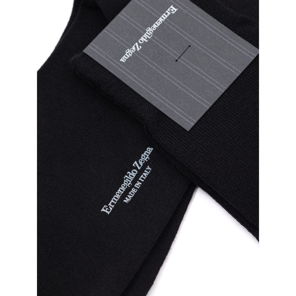 ZEGNA Black Wool Men's Socks - ZEGNA - Modalova