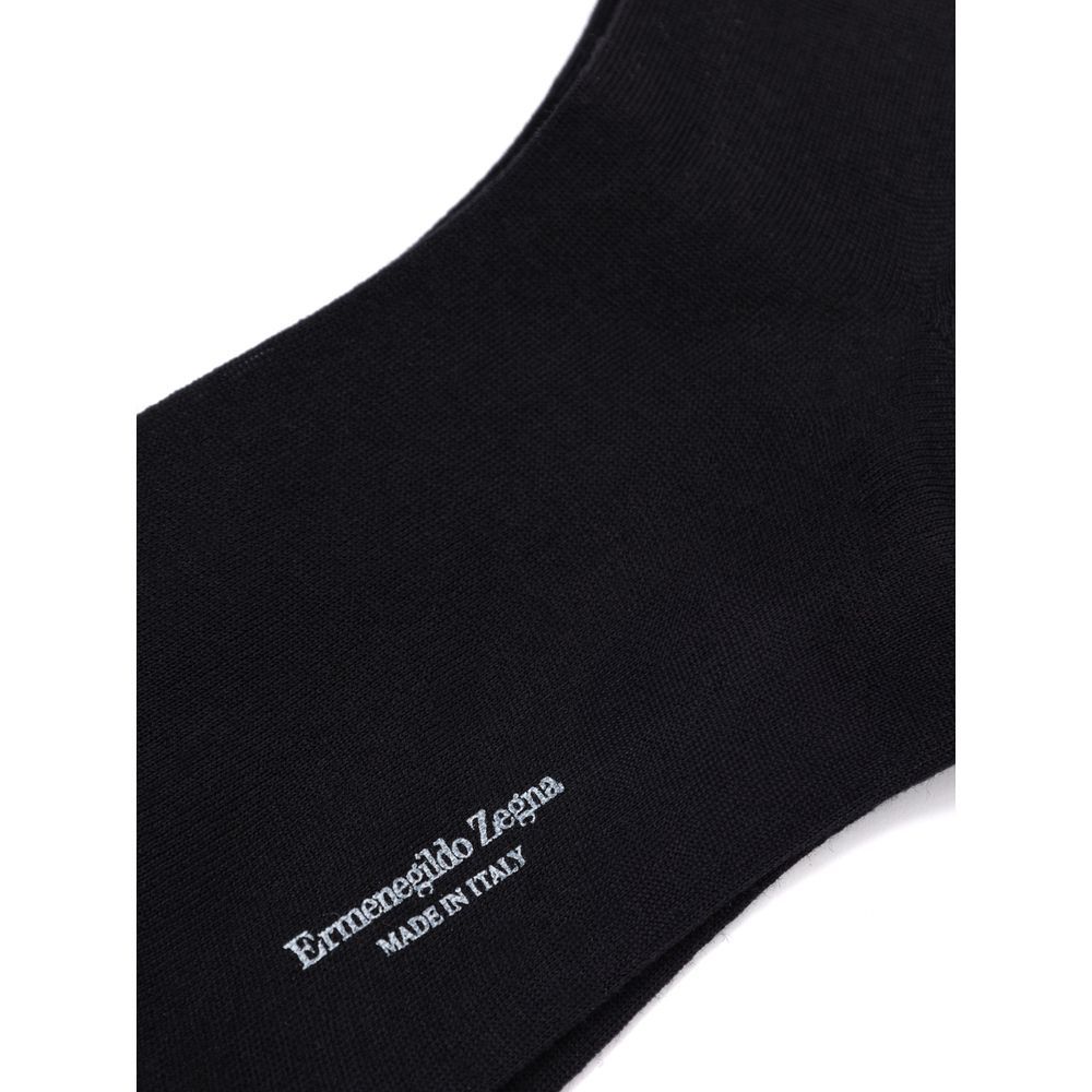 ZEGNA Black Wool Men's Socks - ZEGNA - Modalova
