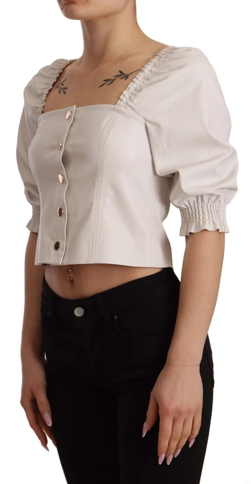 Square Neck Button Down Crop Women's Blouse (Pre-Owned) - PINKO - Modalova