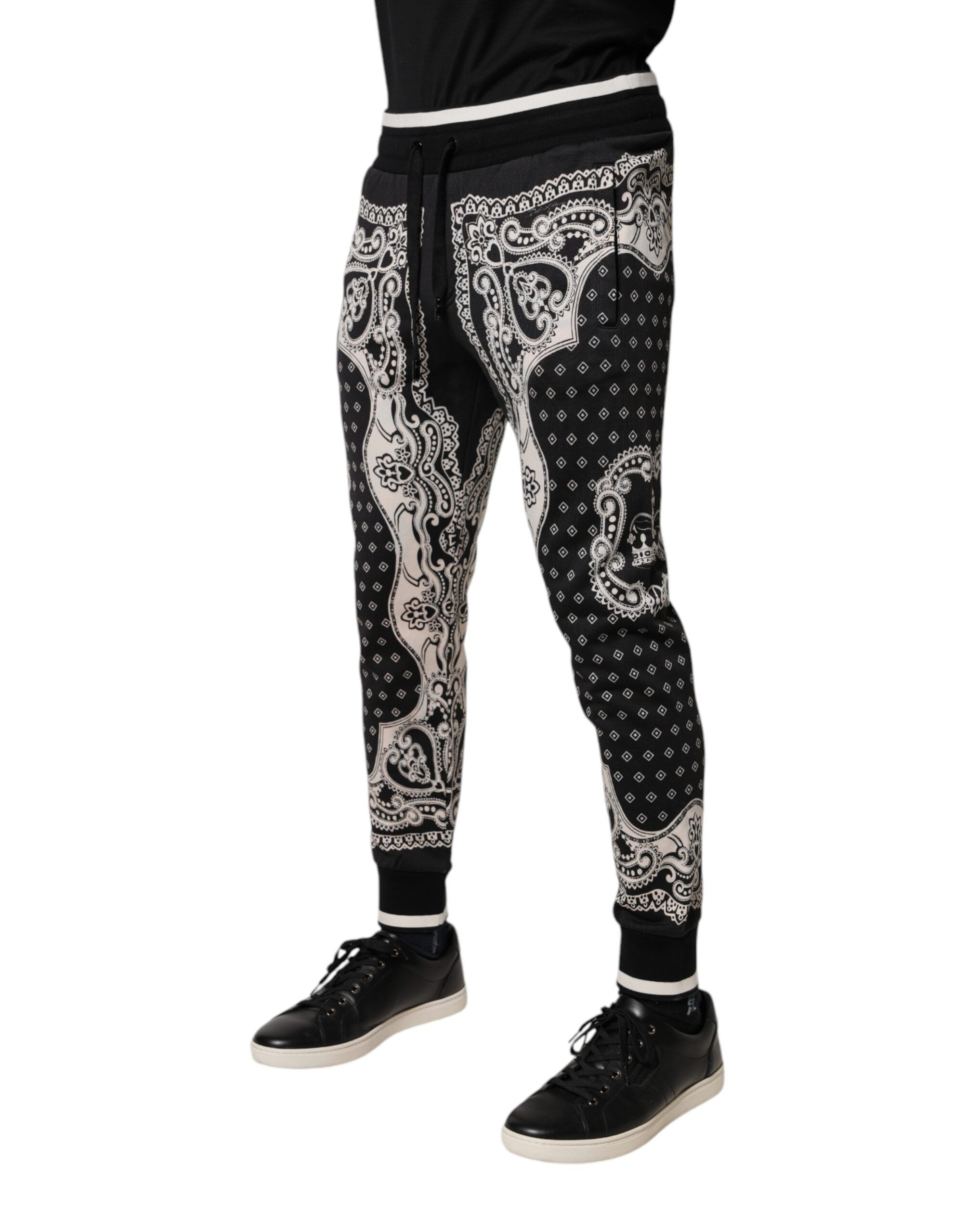 Black Cotton Bandana Jogger SweatMen's Men's Pants - Dolce & Gabbana - Modalova