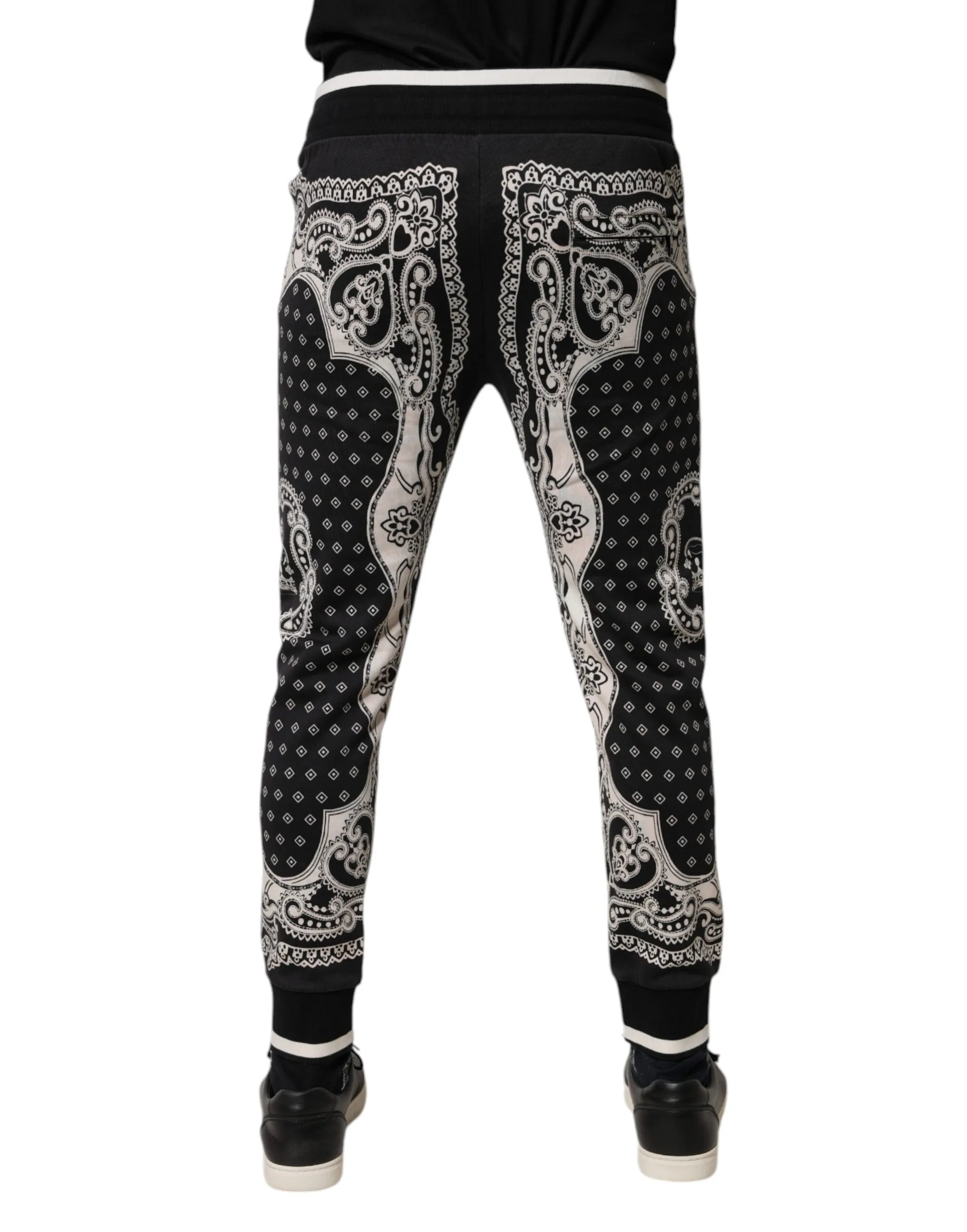 Black Cotton Bandana Jogger SweatMen's Men's Pants - Dolce & Gabbana - Modalova