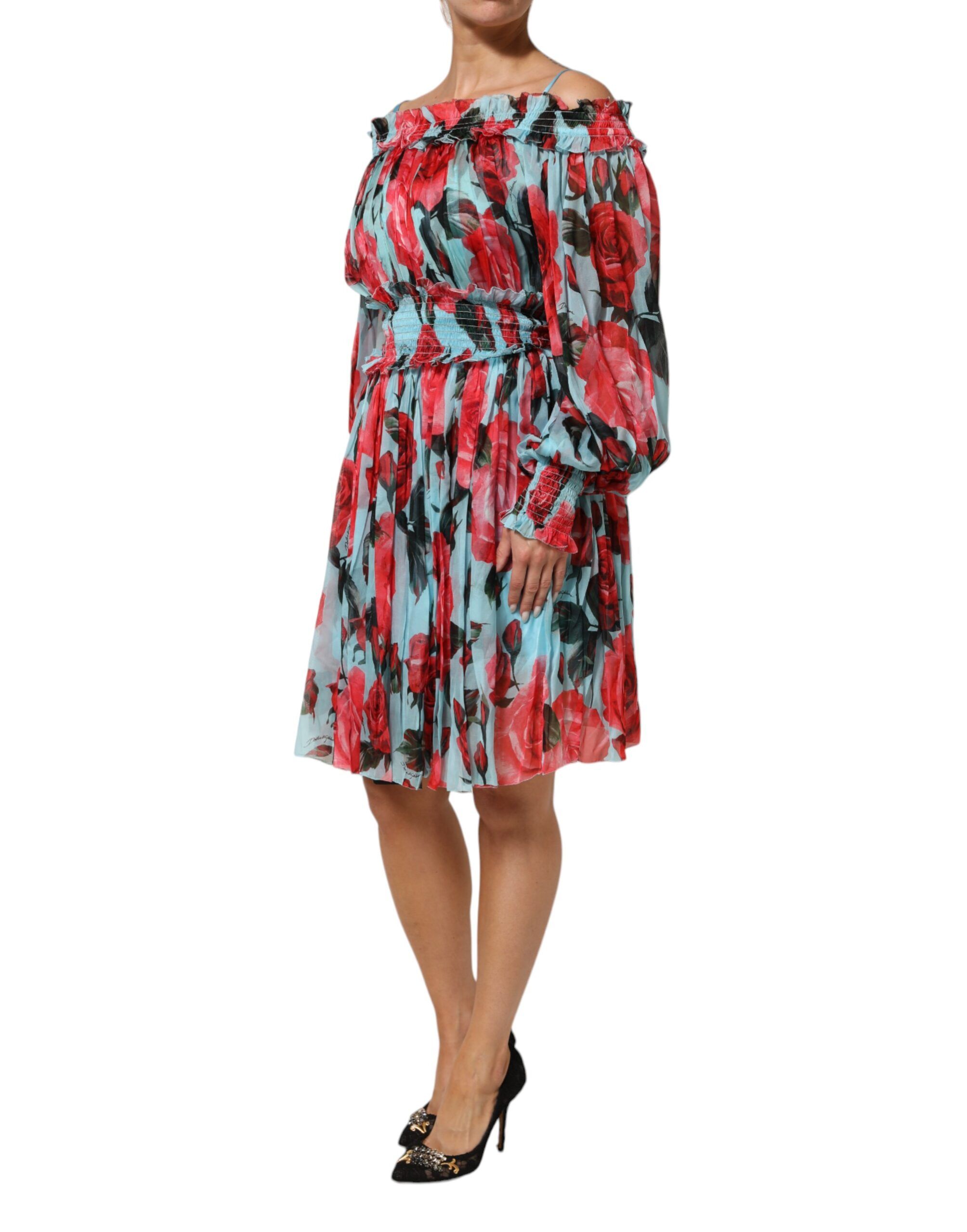 Romantic Floral Silk Chiffon Women's Dress - Dolce & Gabbana - Modalova