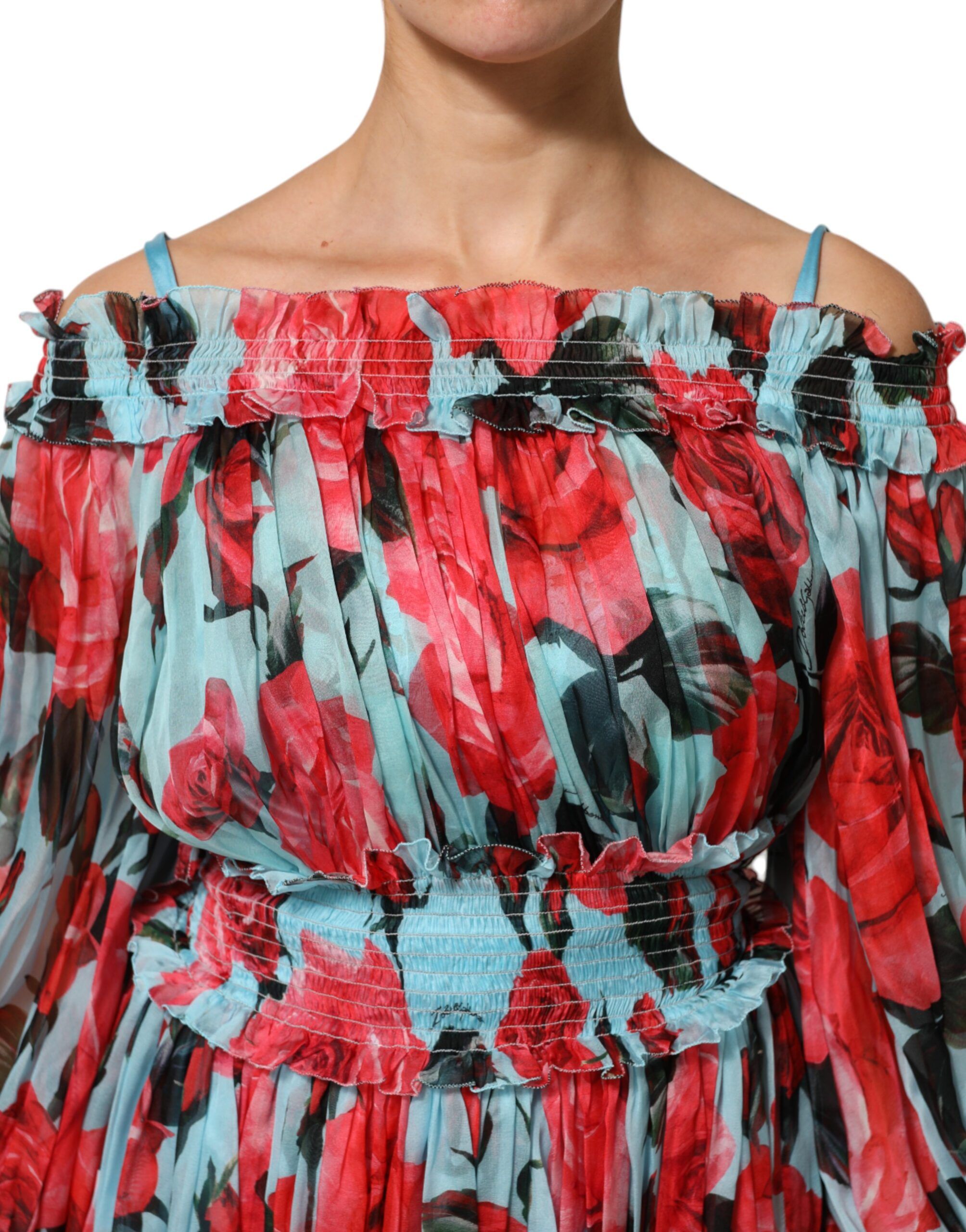 Romantic Floral Silk Chiffon Women's Dress - Dolce & Gabbana - Modalova
