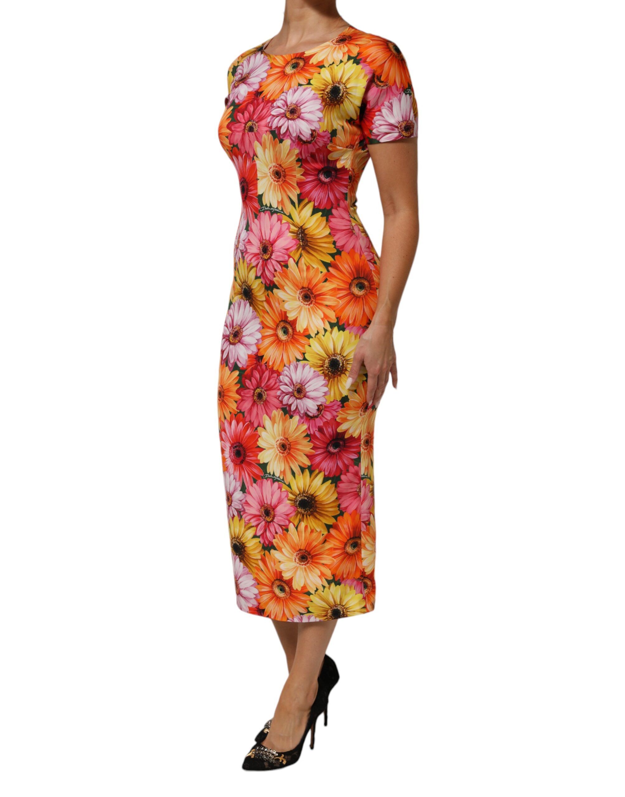 Floral Print SilkSheath Midi Women's Dress - Dolce & Gabbana - Modalova