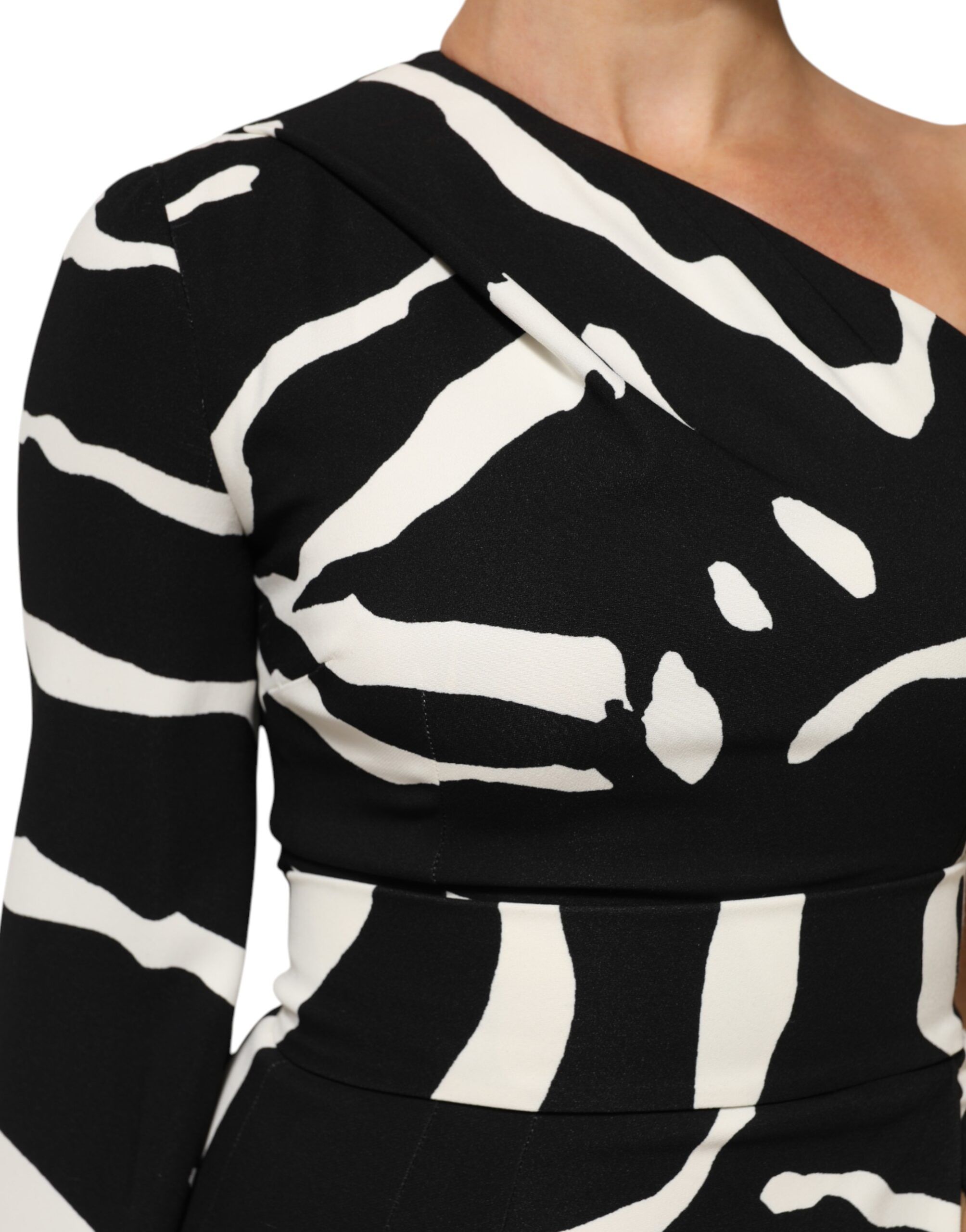 Black White One Shoulder High Slit Mini Women's Dress (Pre-Owned) - Dolce & Gabbana - Modalova