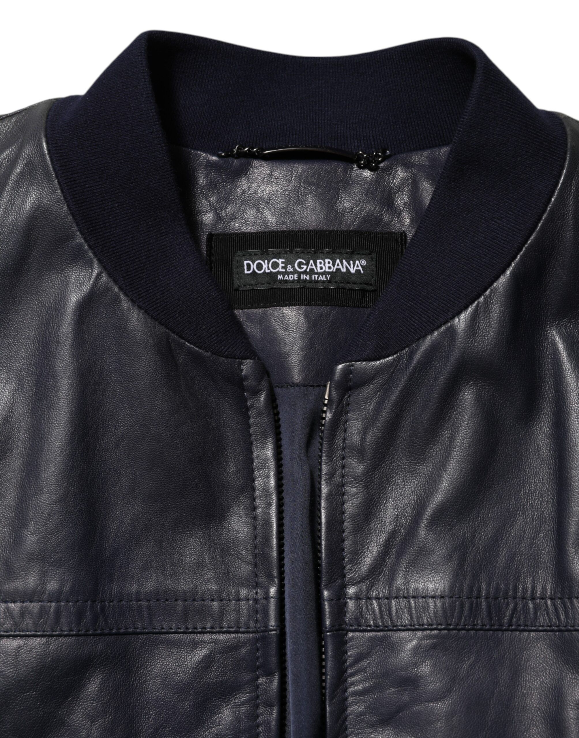 Leather Full Zip Biker Blouson Men's Jacket (Pre-Owned) - Dolce & Gabbana - Modalova