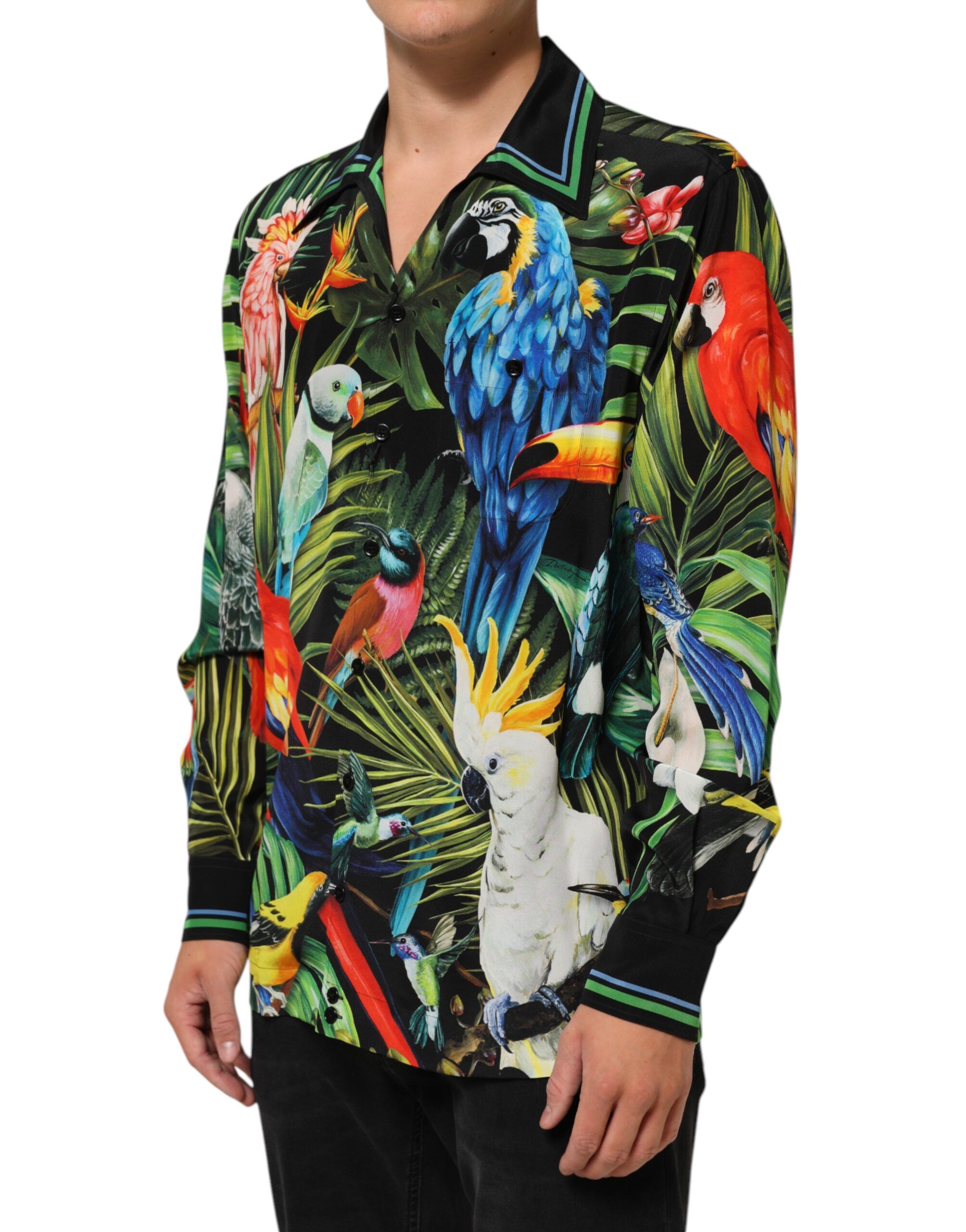 Parrot Print Lounge Casual Men's Shirt - Dolce & Gabbana - Modalova